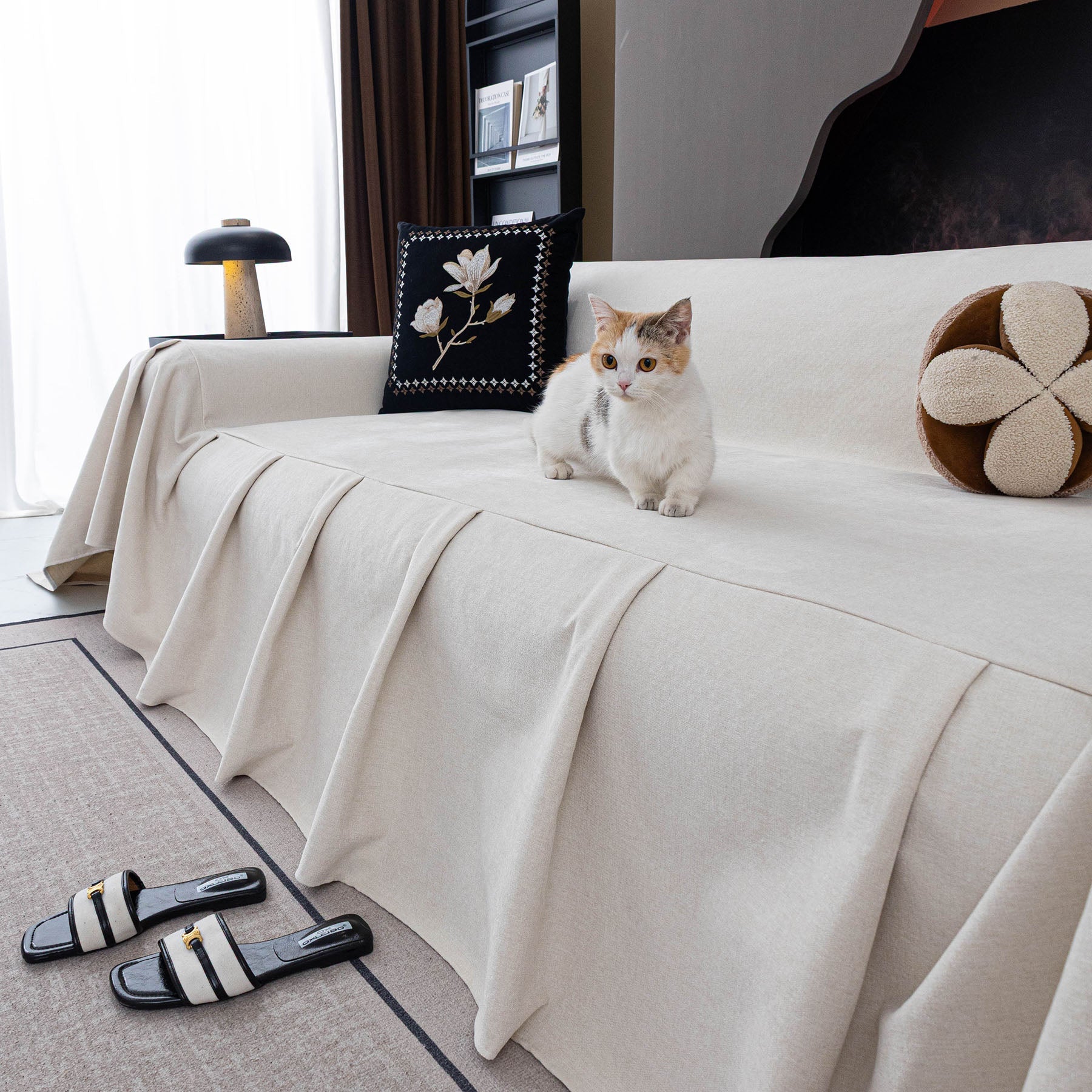 Water Repellent Couch Cover, Non Slip Furniture Protector for Leather & Fabric Sofa