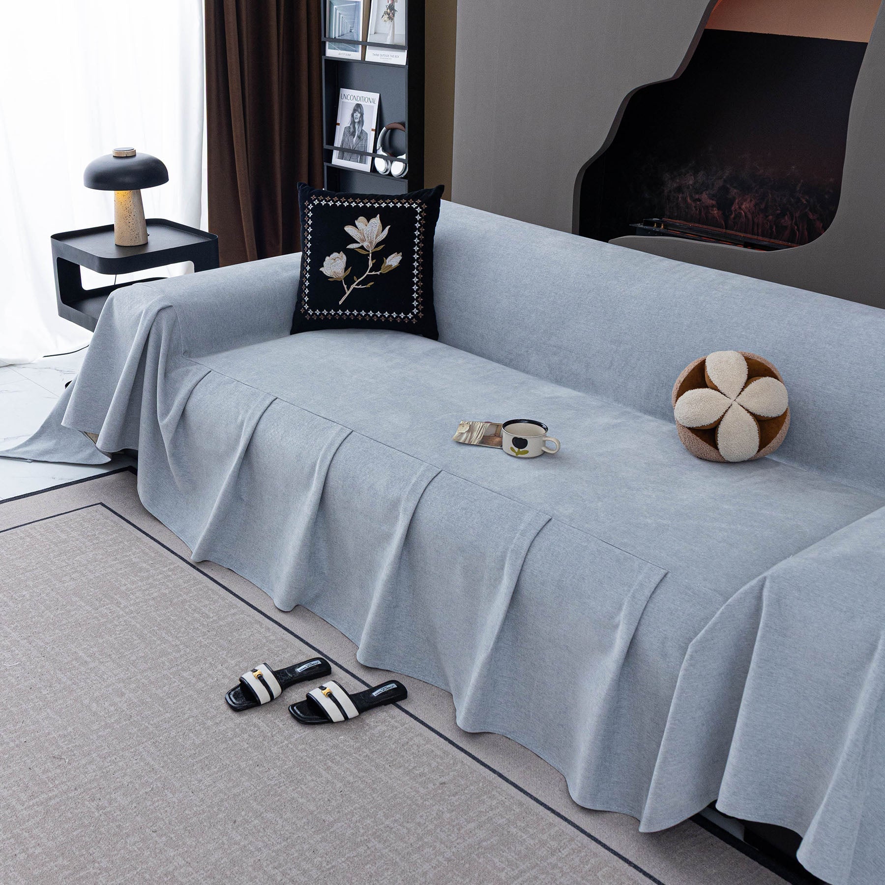 Water Repellent Couch Cover, Non Slip Furniture Protector for Leather & Fabric Sofa