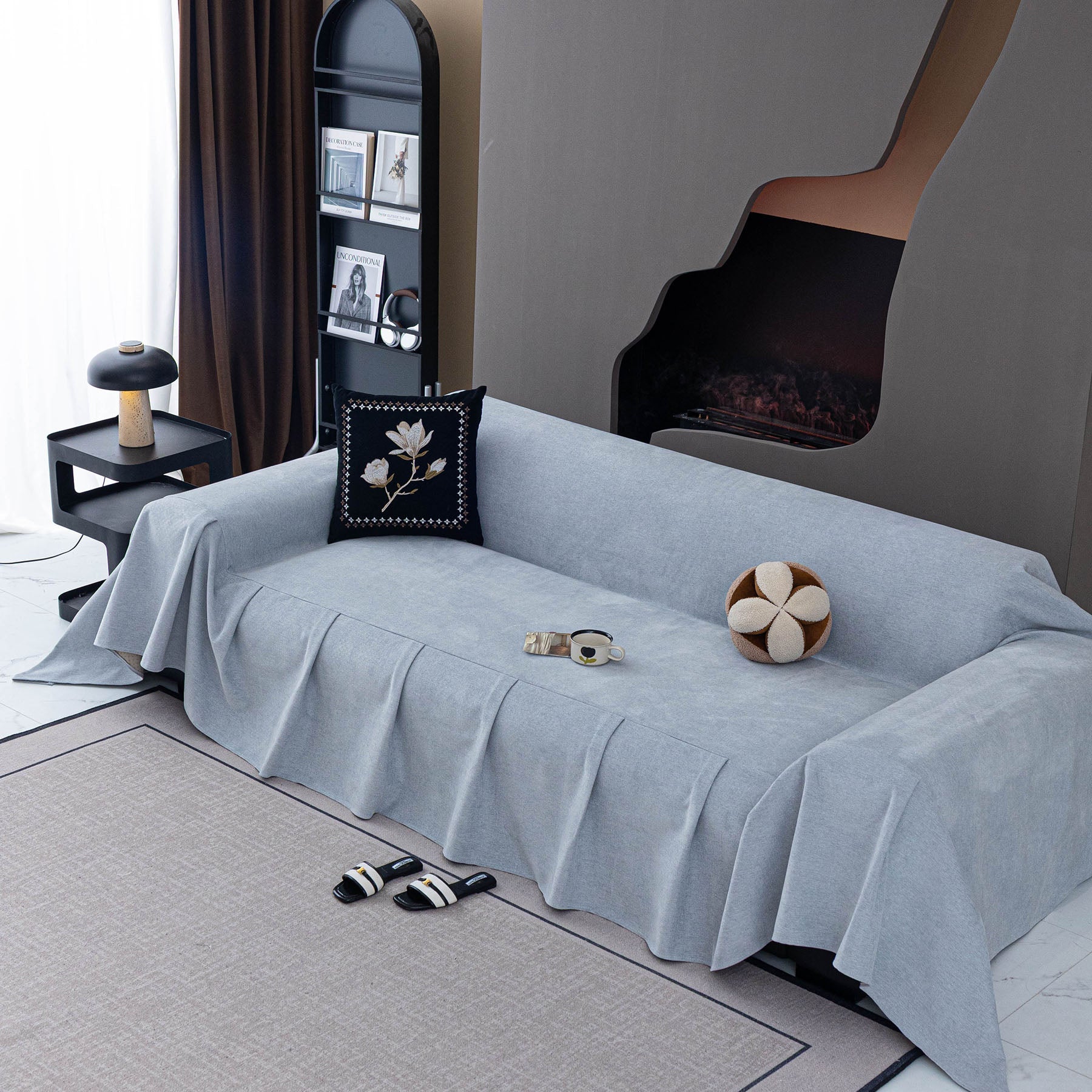 Water Repellent Couch Cover, Non Slip Furniture Protector for Leather & Fabric Sofa