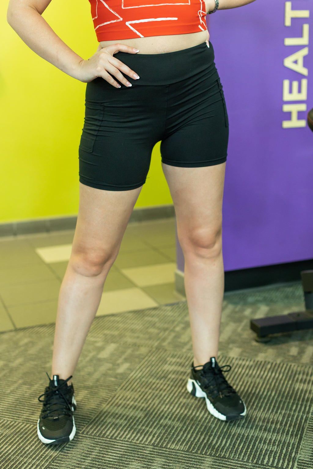 The Maggie - Black REGULAR Waistband Biker 5" 