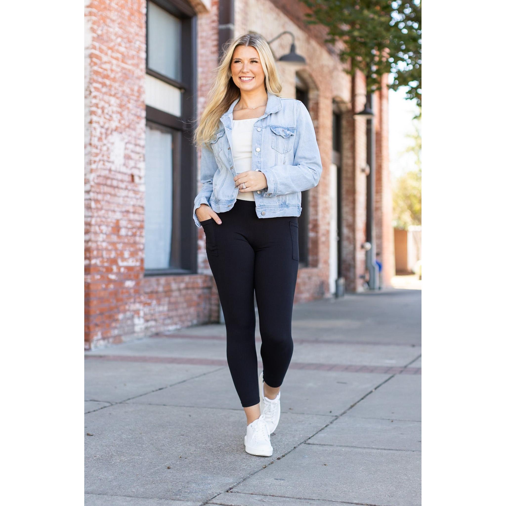 The Alana - 7/8 Ankle Length BLACK Leggings with Pockets