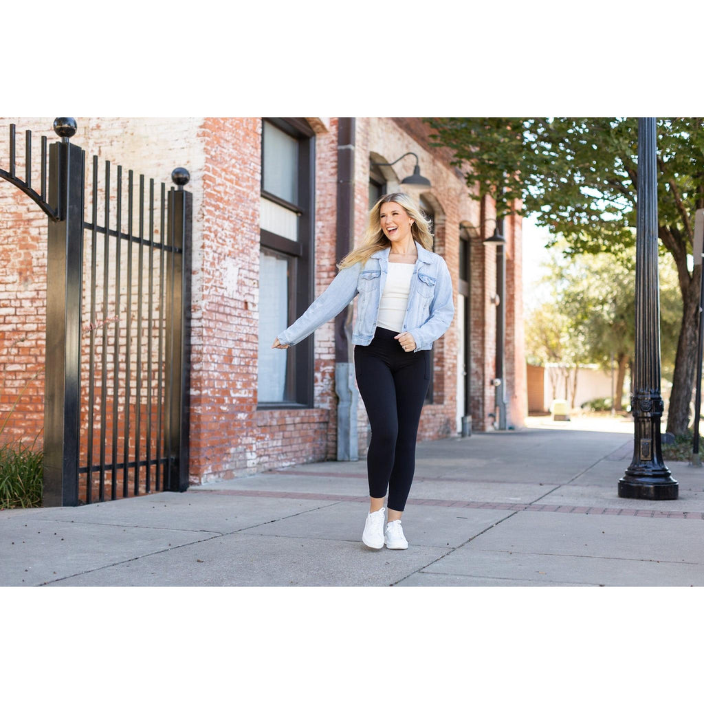 The Alana - 7/8 Ankle Length BLACK Leggings with Pockets