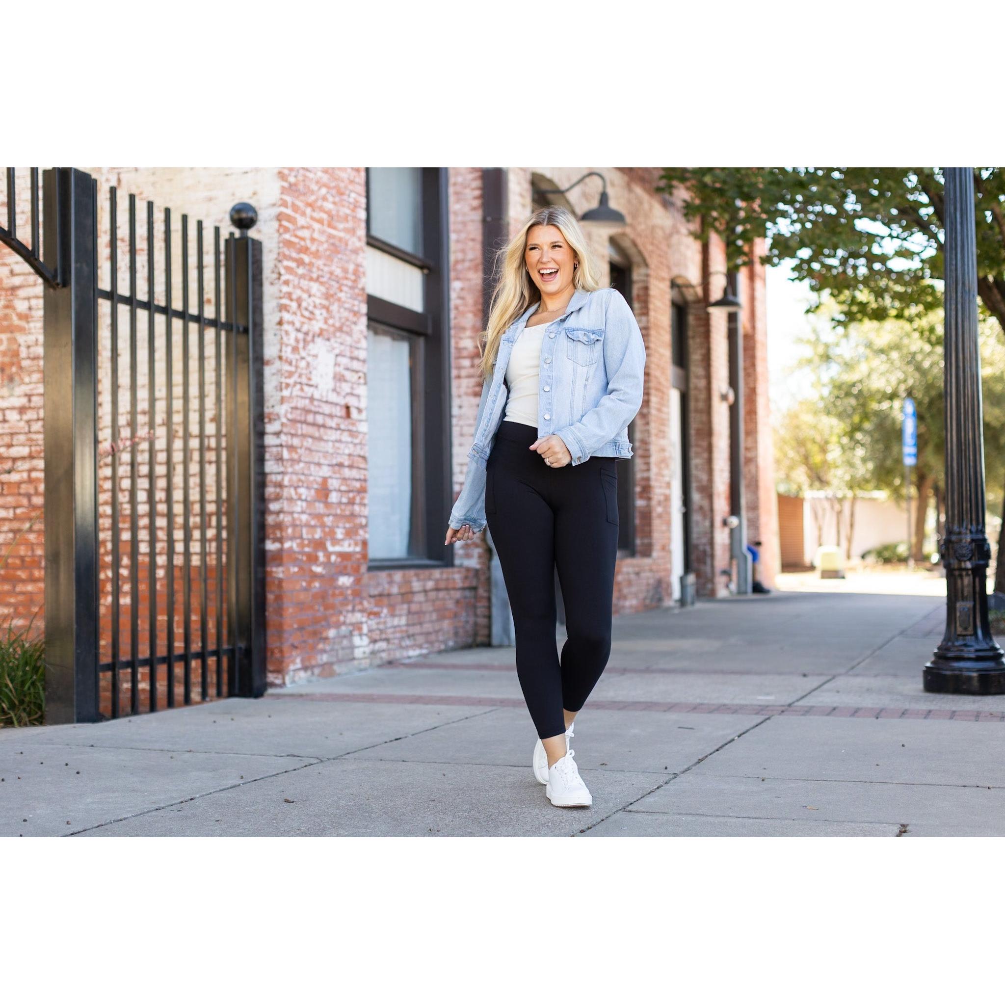 The Alana - 7/8 Ankle Length BLACK Leggings with Pockets