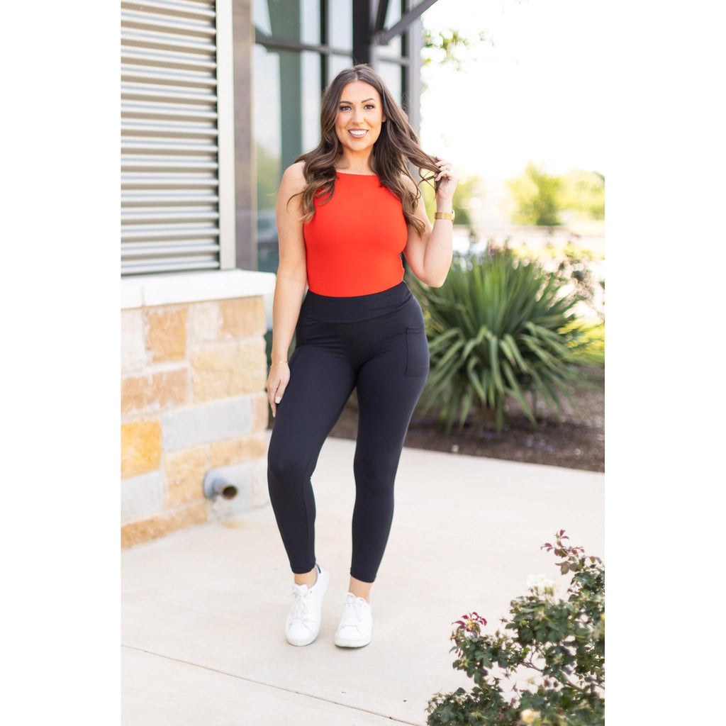 The Alana - 7/8 Ankle Length BLACK Leggings with Pockets