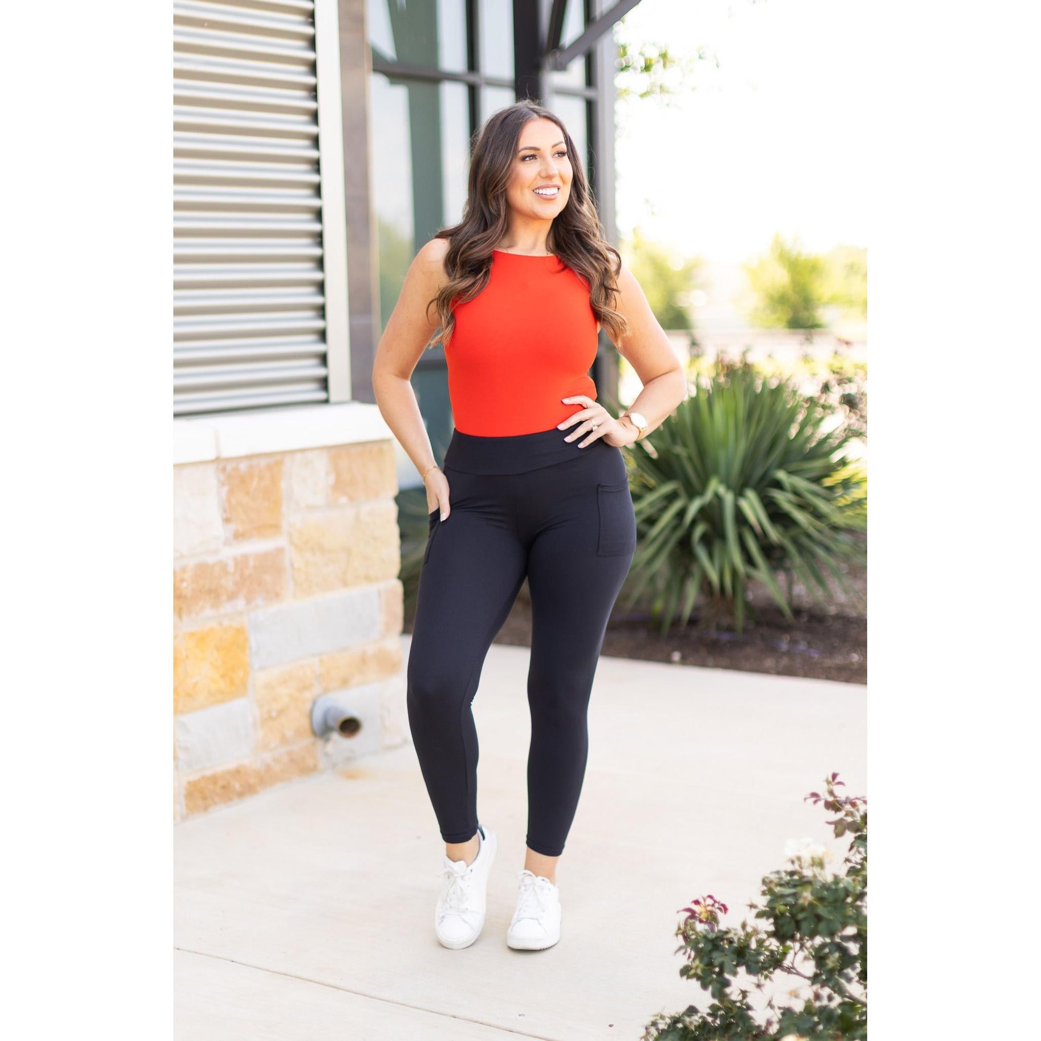 The Alana - 7/8 Ankle Length BLACK Leggings with Pockets