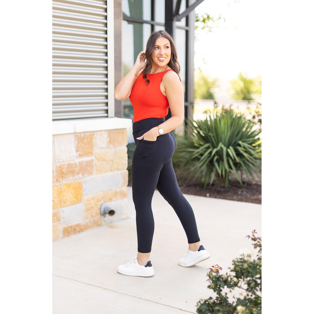 The Alana - 7/8 Ankle Length BLACK Leggings with Pockets