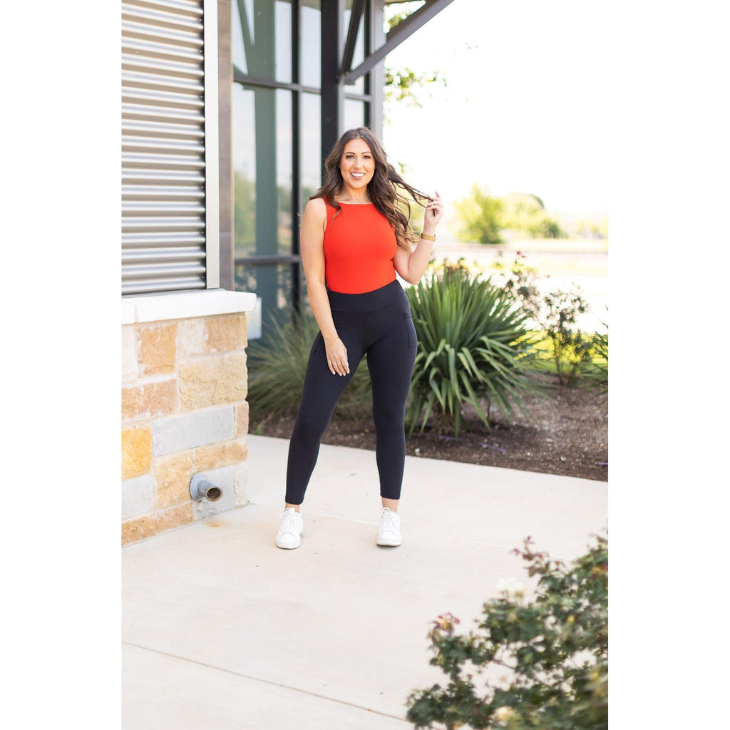 The Alana - 7/8 Ankle Length BLACK Leggings with Pockets