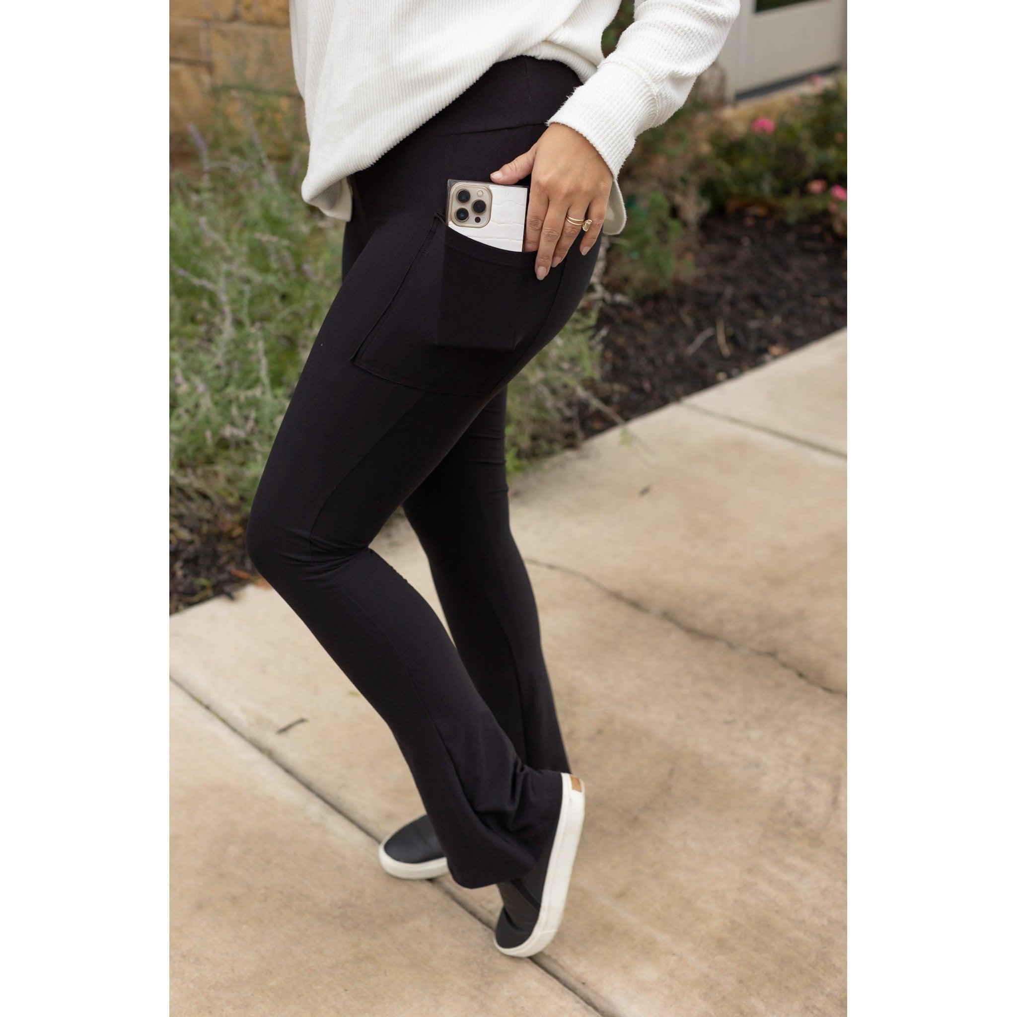 The Fiona - Black Flare Leggings WITH POCKETS