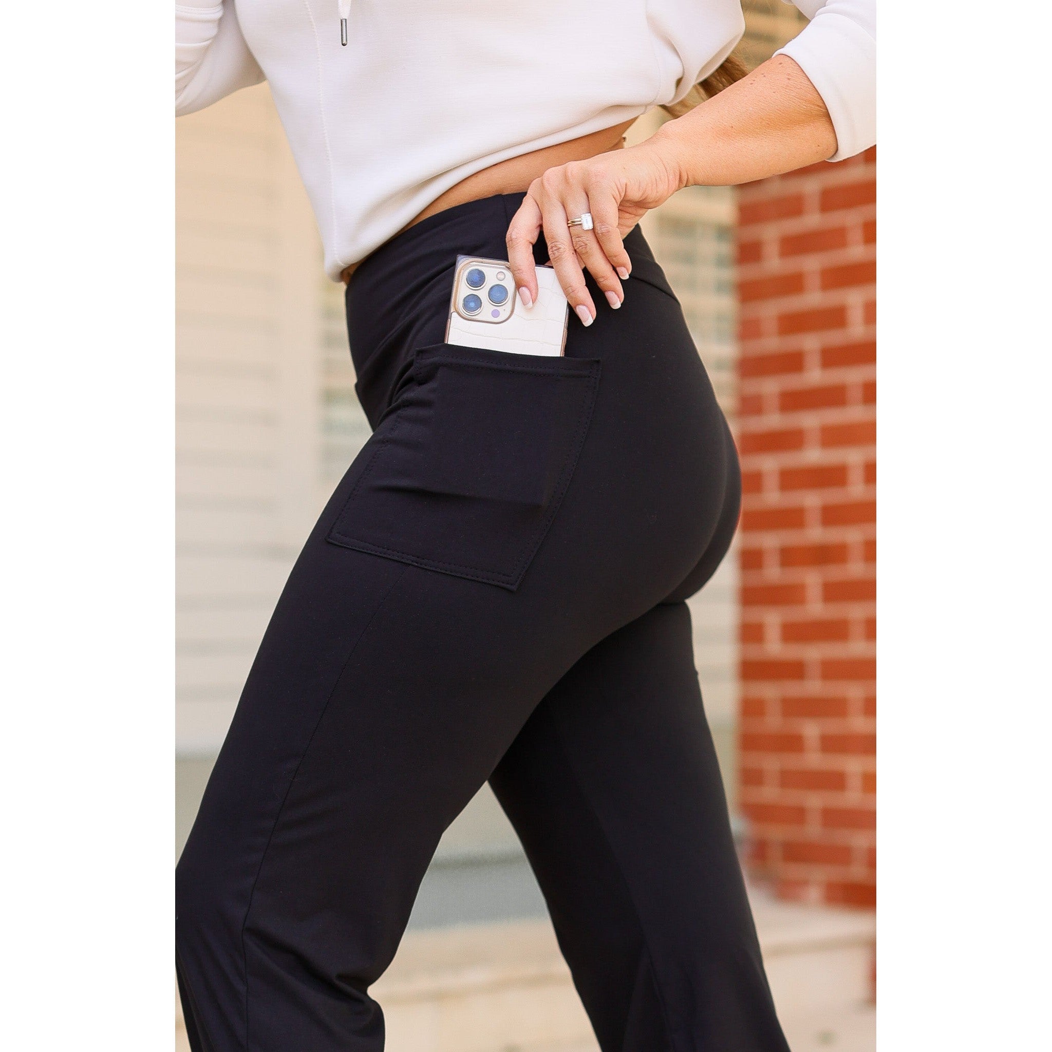 The Gabriella -Black  High Waisted Gaucho Pants - Round 7 - Luxe Leggings by Julia Rose®