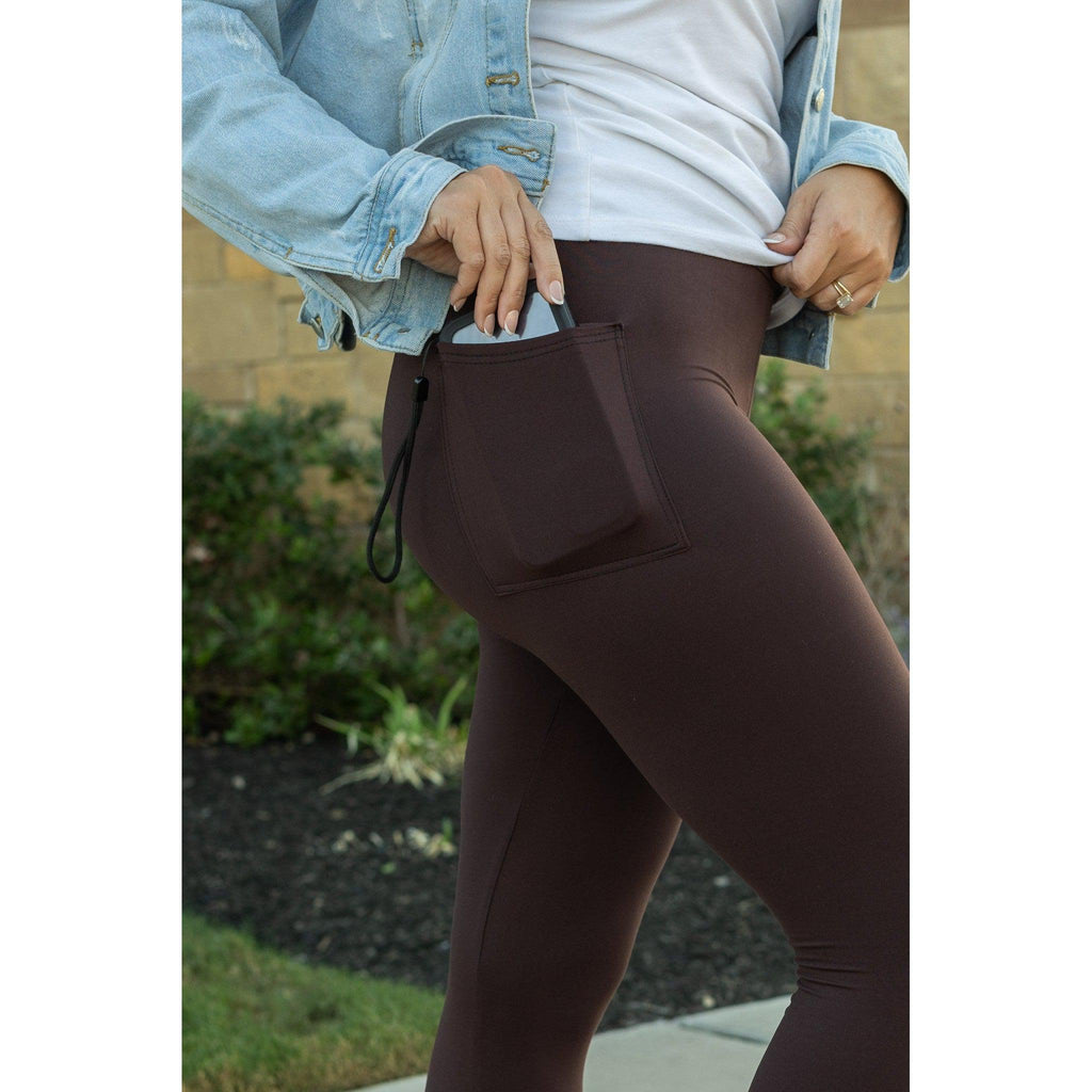 Ready to Ship  |The Brady -  Brown FULL LENGTH Leggings with POCKET