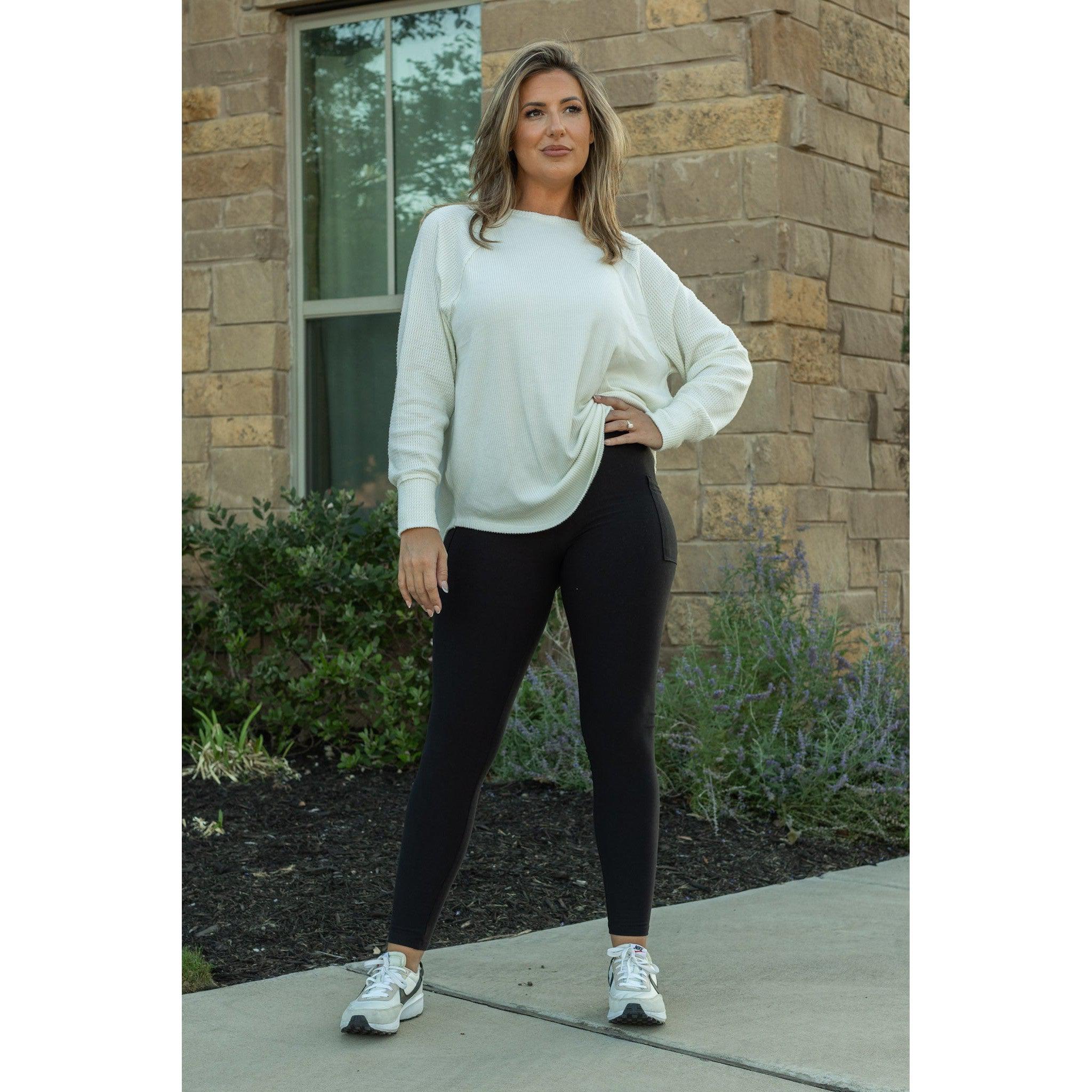 The Lilla -   Black FLEECE Full Length Leggings with Pockets