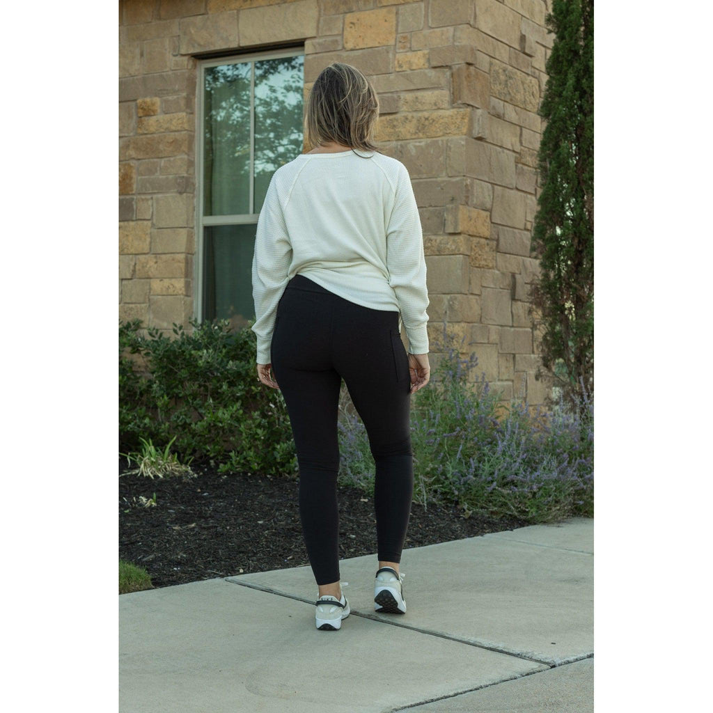 The Lilla -   Black FLEECE Full Length Leggings with Pockets