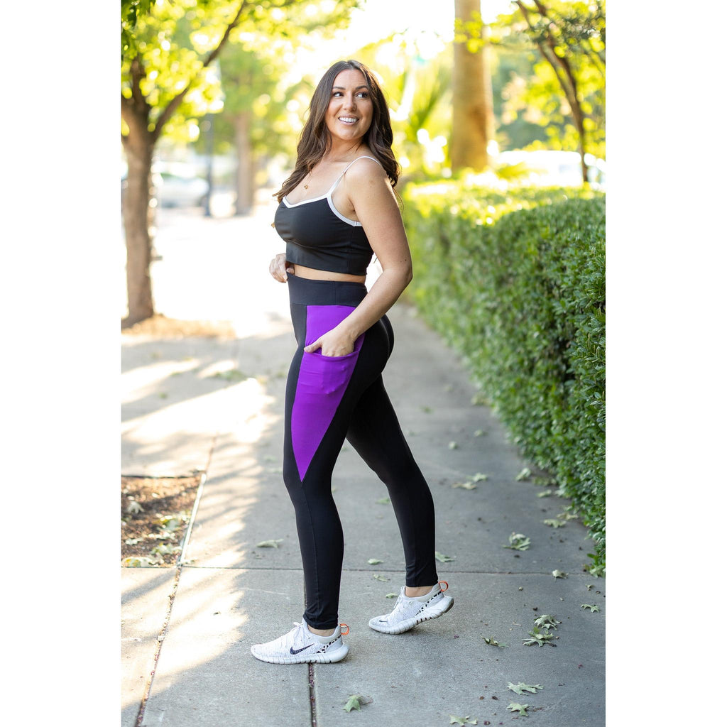 Ready to Ship | The Presley - Purple Panel Full Length Leggings
