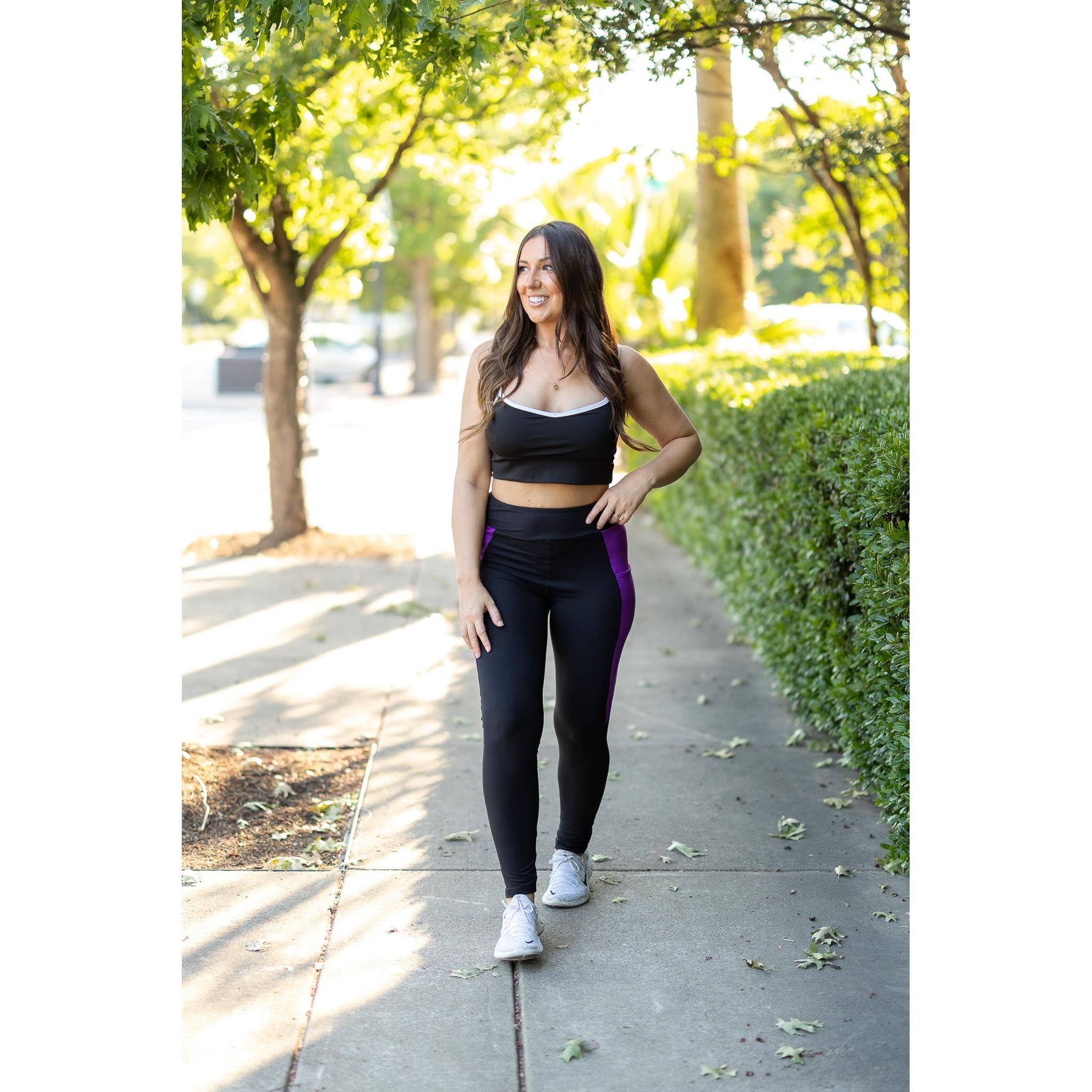 Ready to Ship | The Presley - Purple Panel Full Length Leggings