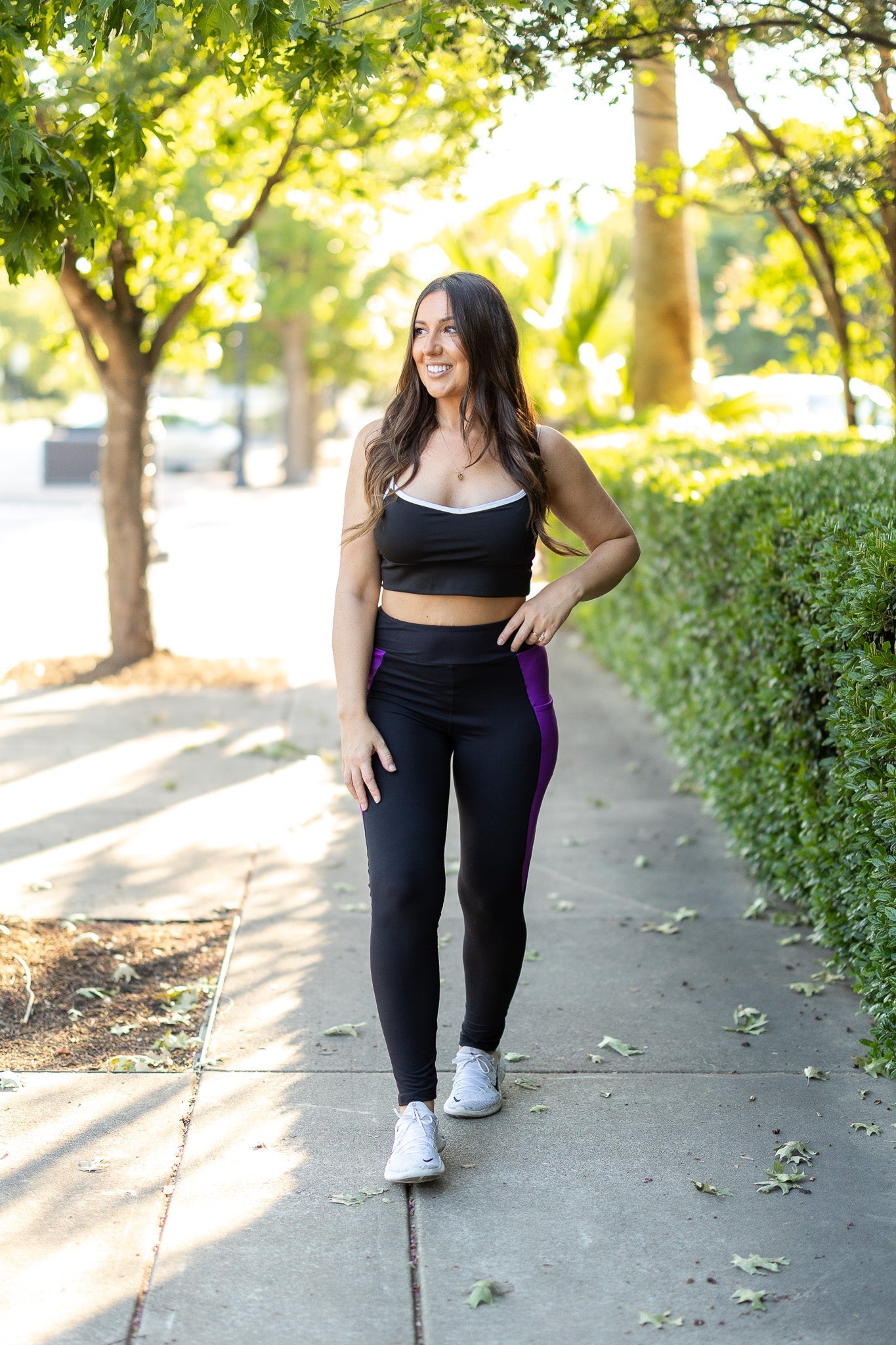 The Presley - Purple Panel Full Length Leggings