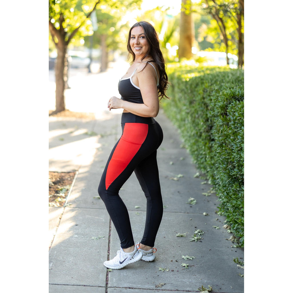 Ready to Ship | The Roxie - Red Panel Full Length Leggings