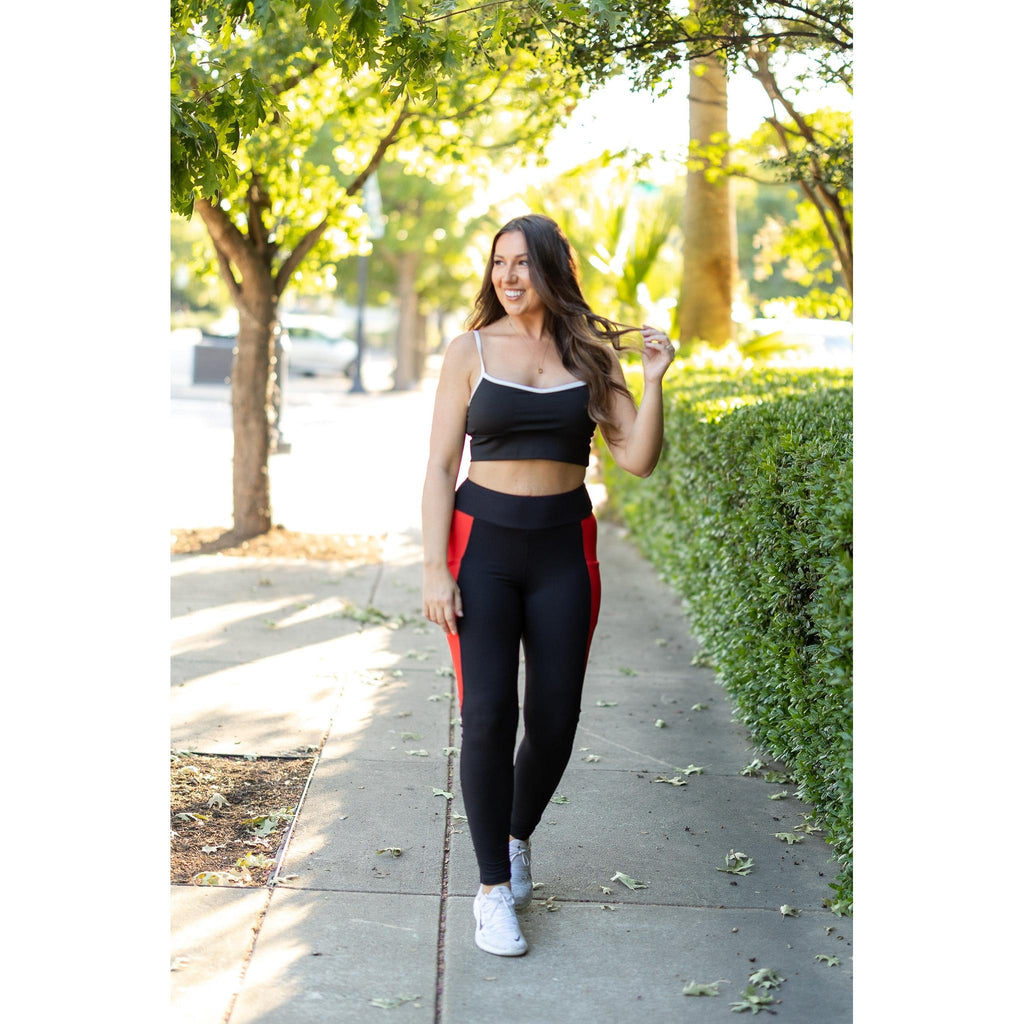 Ready to Ship | The Roxie - Red Panel Full Length Leggings