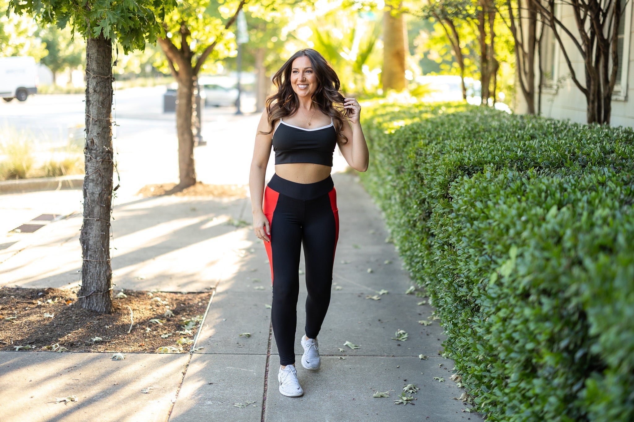 The Roxie - Red Panel Full Length Leggings