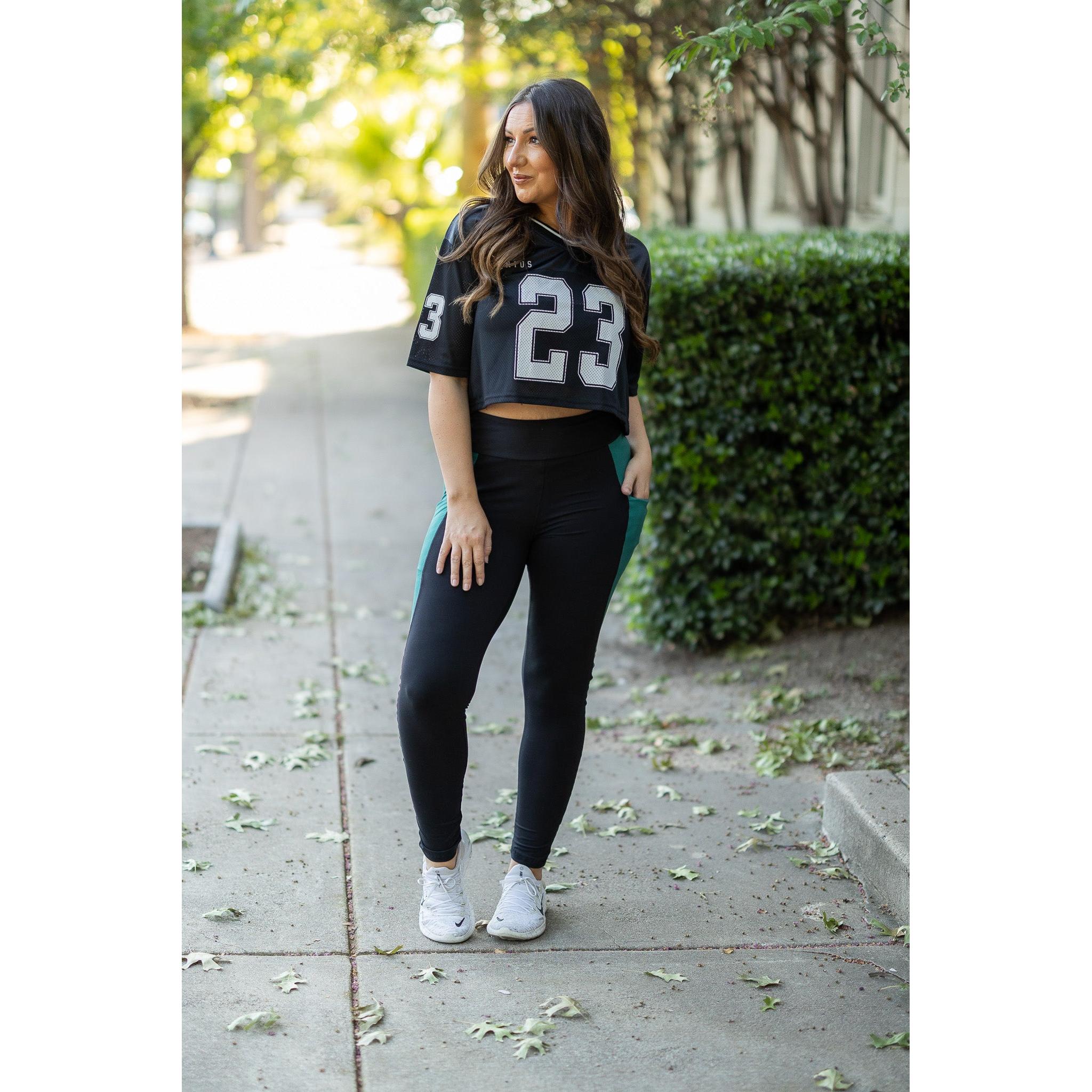 Ready to Ship | The Gracie- Green Panel Full Length Leggings