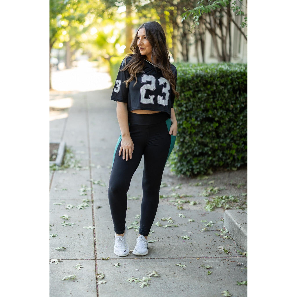 The Gracie- Green Panel Full Length Leggings