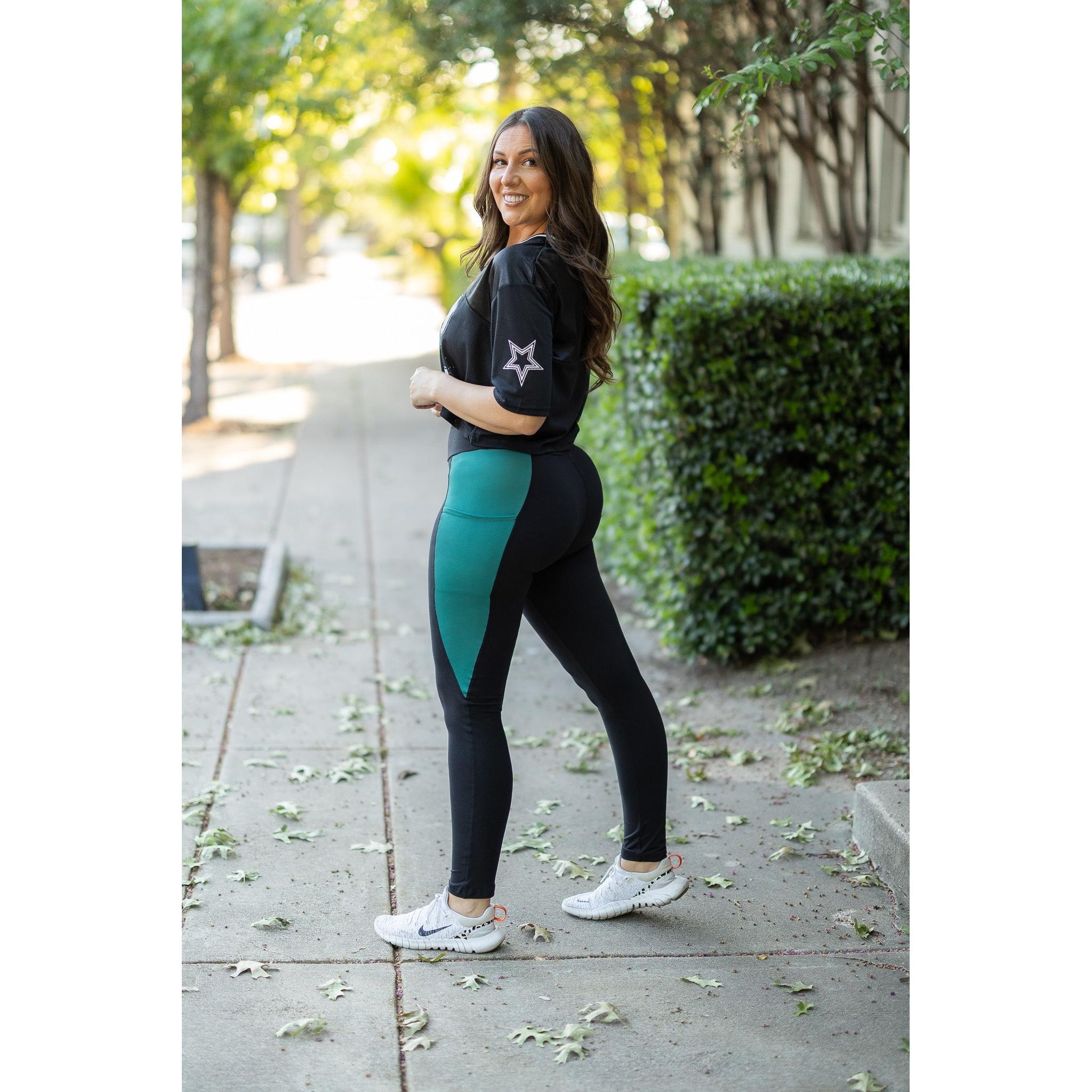 The Gracie- Green Panel Full Length Leggings