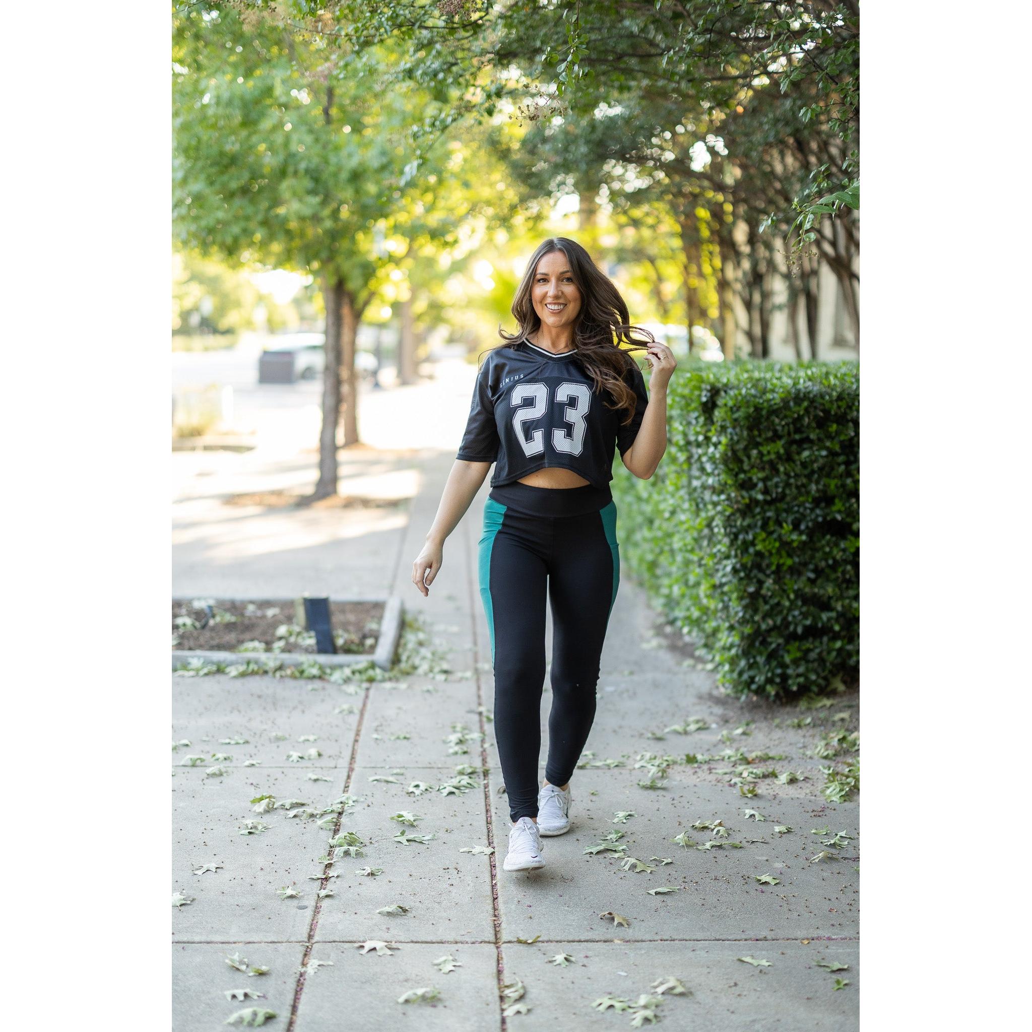 The Gracie- Green Panel Full Length Leggings