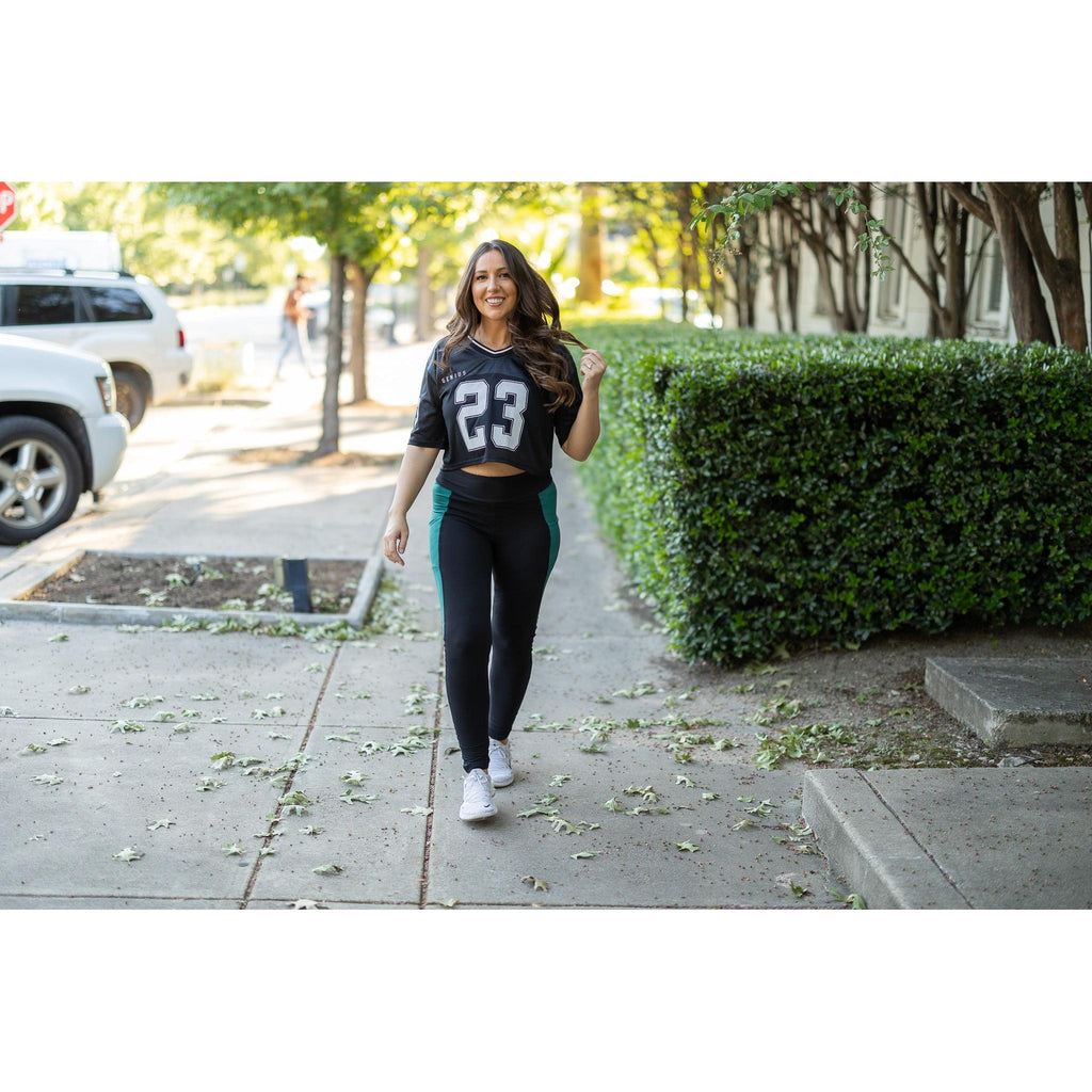 The Gracie- Green Panel Full Length Leggings