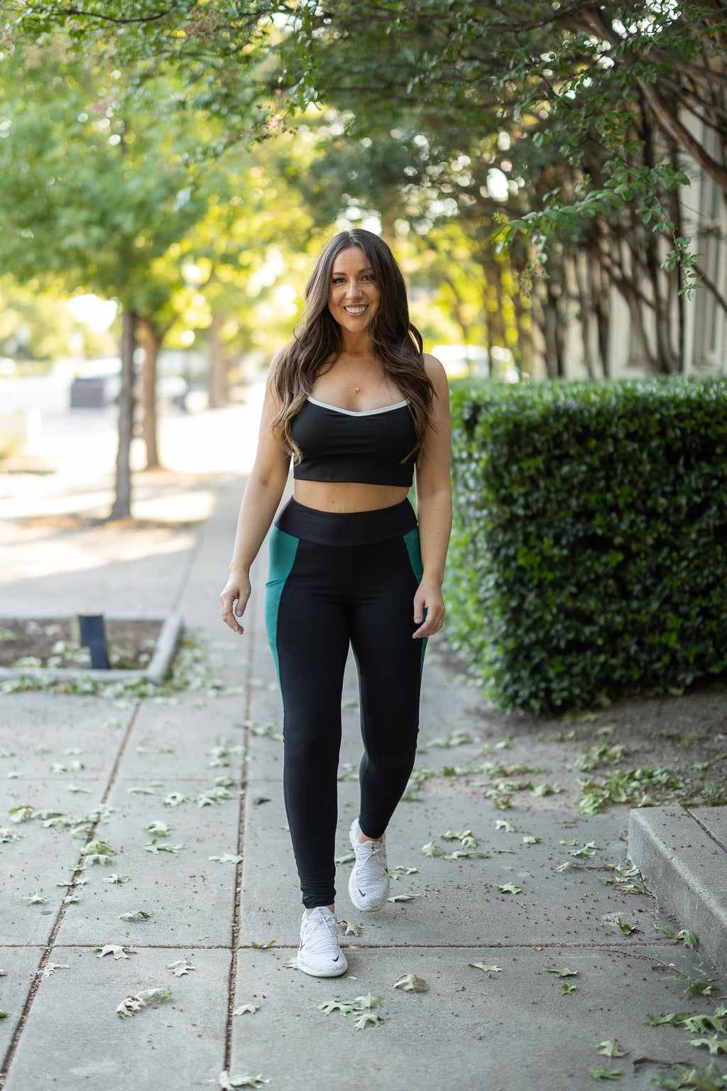 The Gracie- Green Panel Full Length Leggings