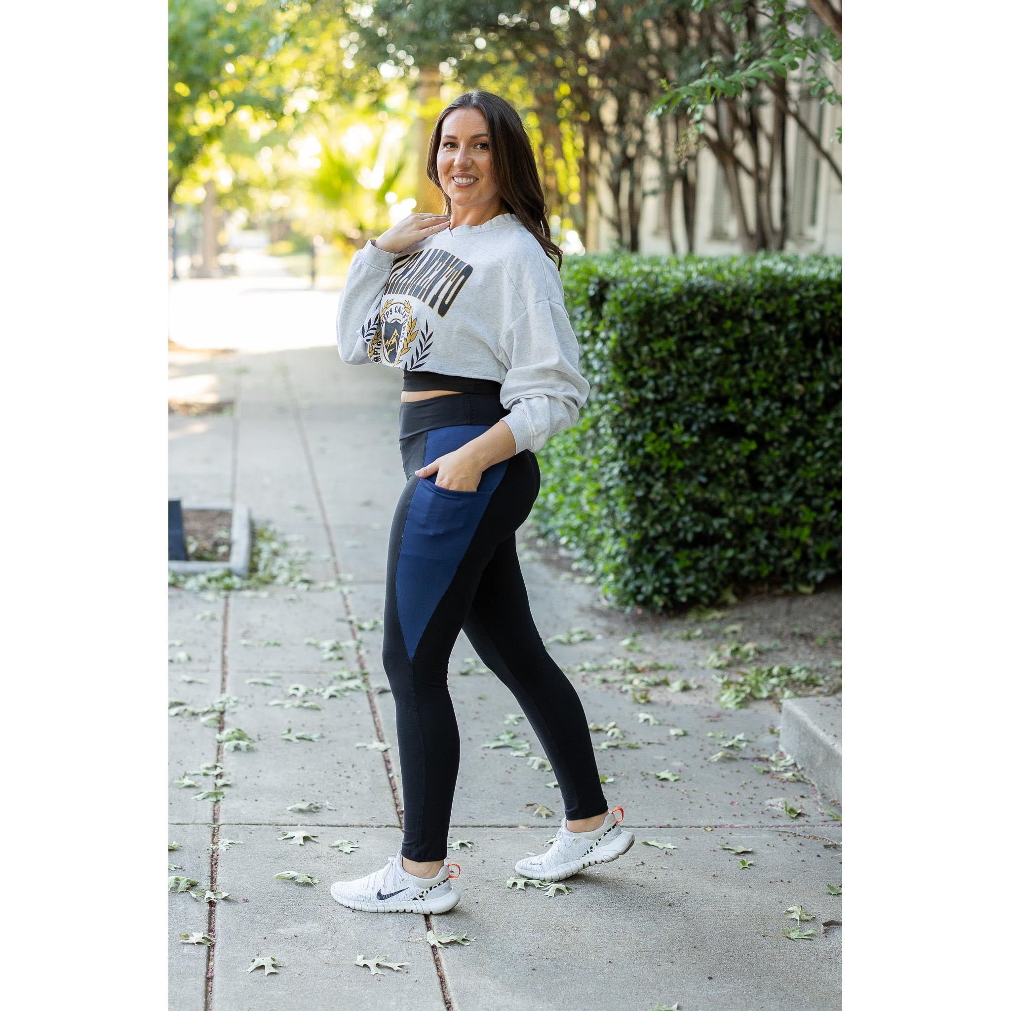 The Billie- Blue Panel Full Length Leggings