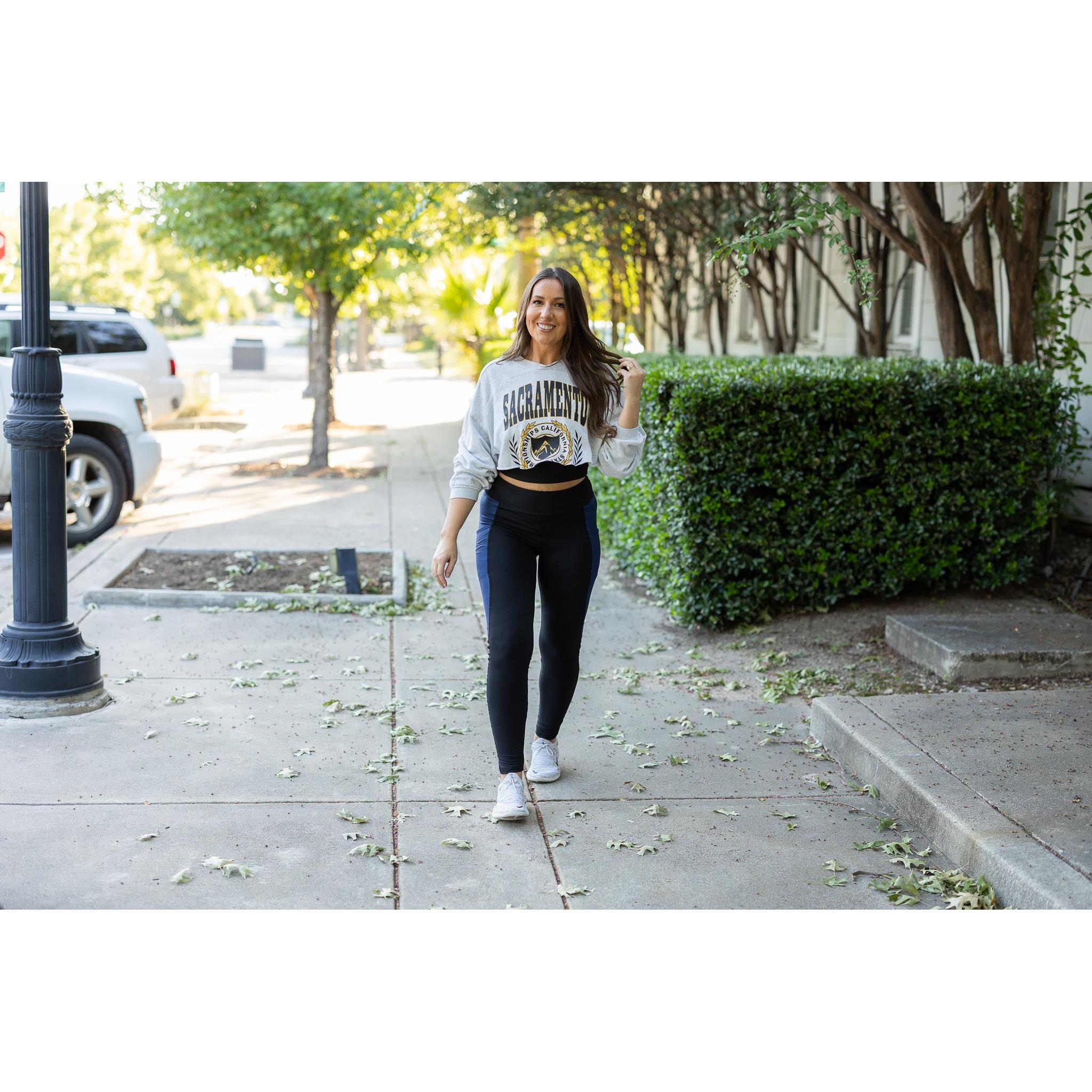 The Billie- Blue Panel Full Length Leggings