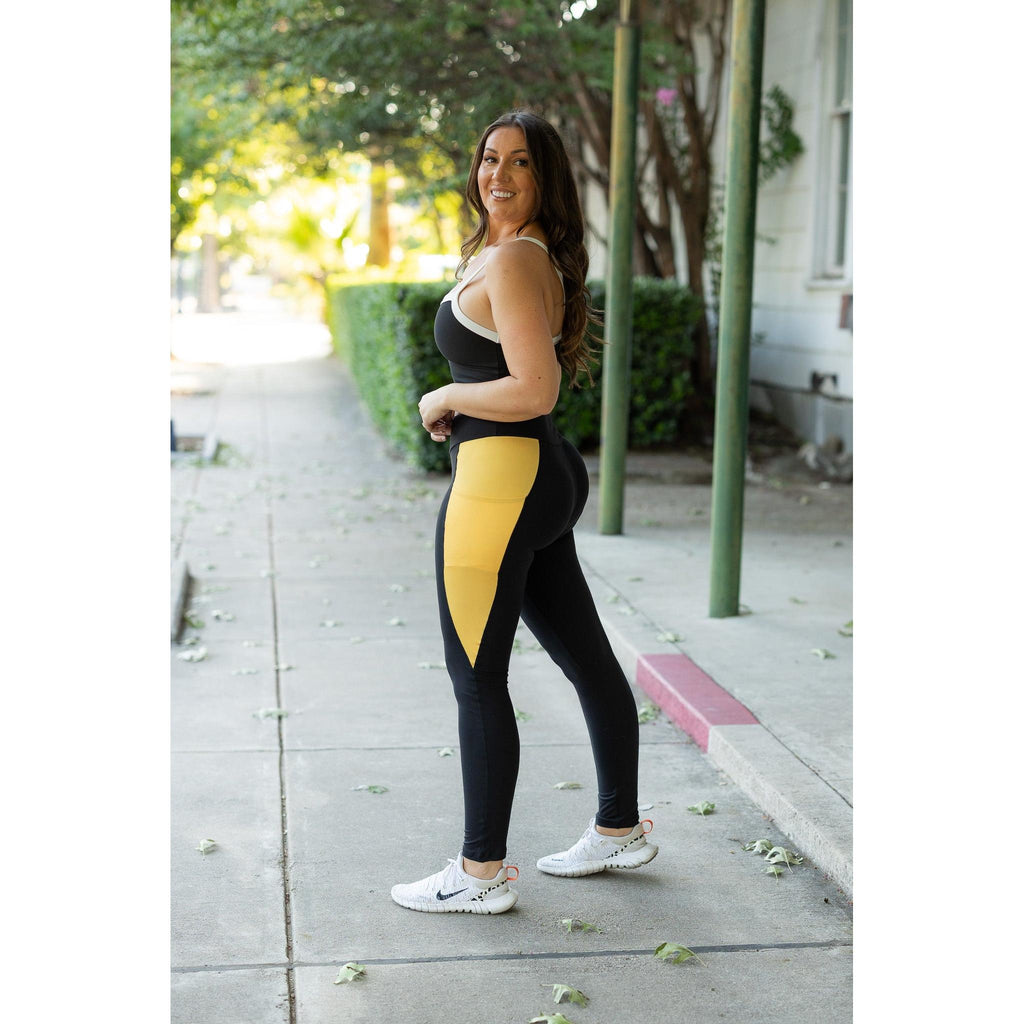 Ready to Ship | The Yasmine - Yellow Panel Full Length Leggings