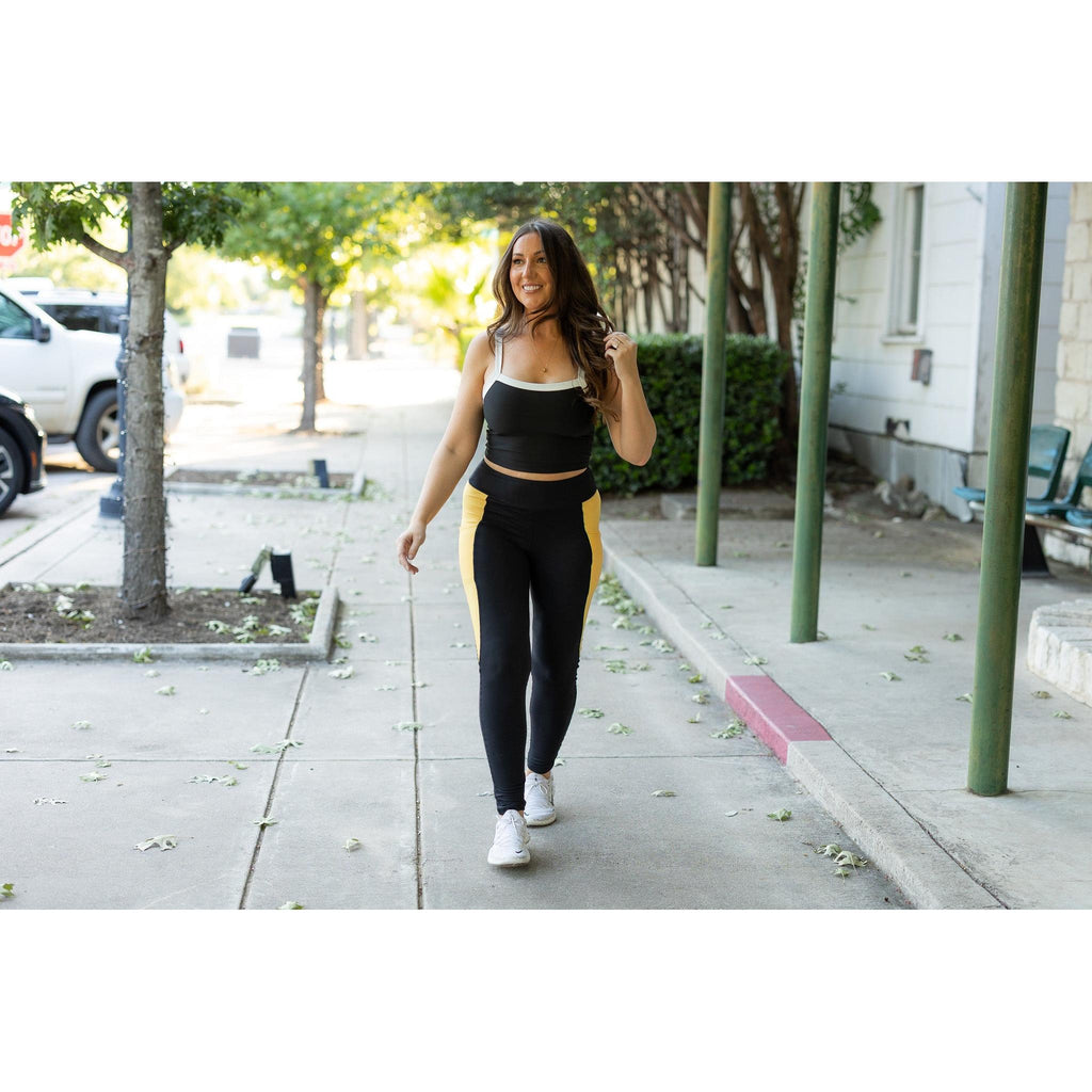 Ready to Ship | The Yasmine - Yellow Panel Full Length Leggings