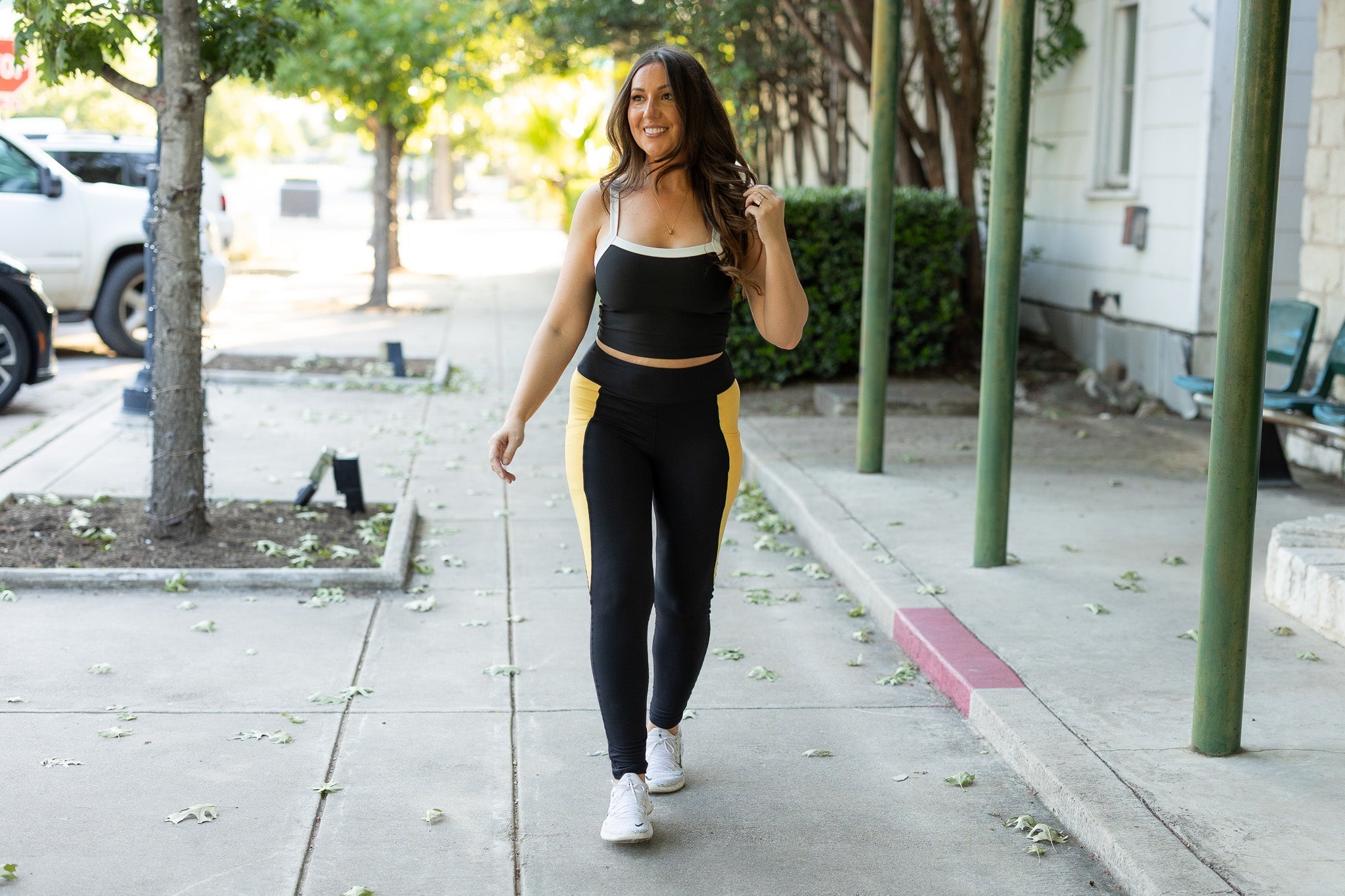 The Yasmine - Yellow Panel Full Length Leggings