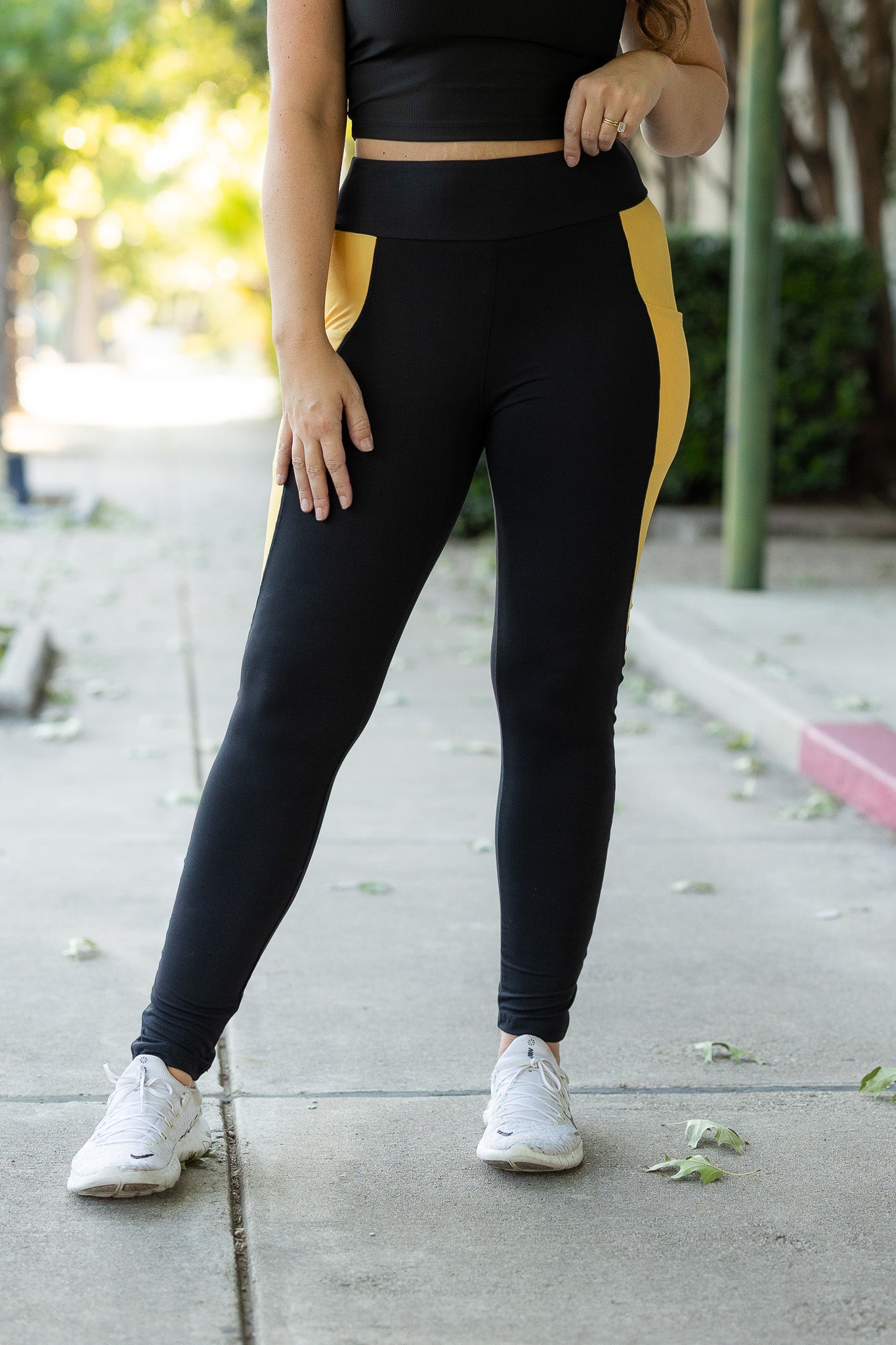 The Yasmine - Yellow Panel Full Length Leggings
