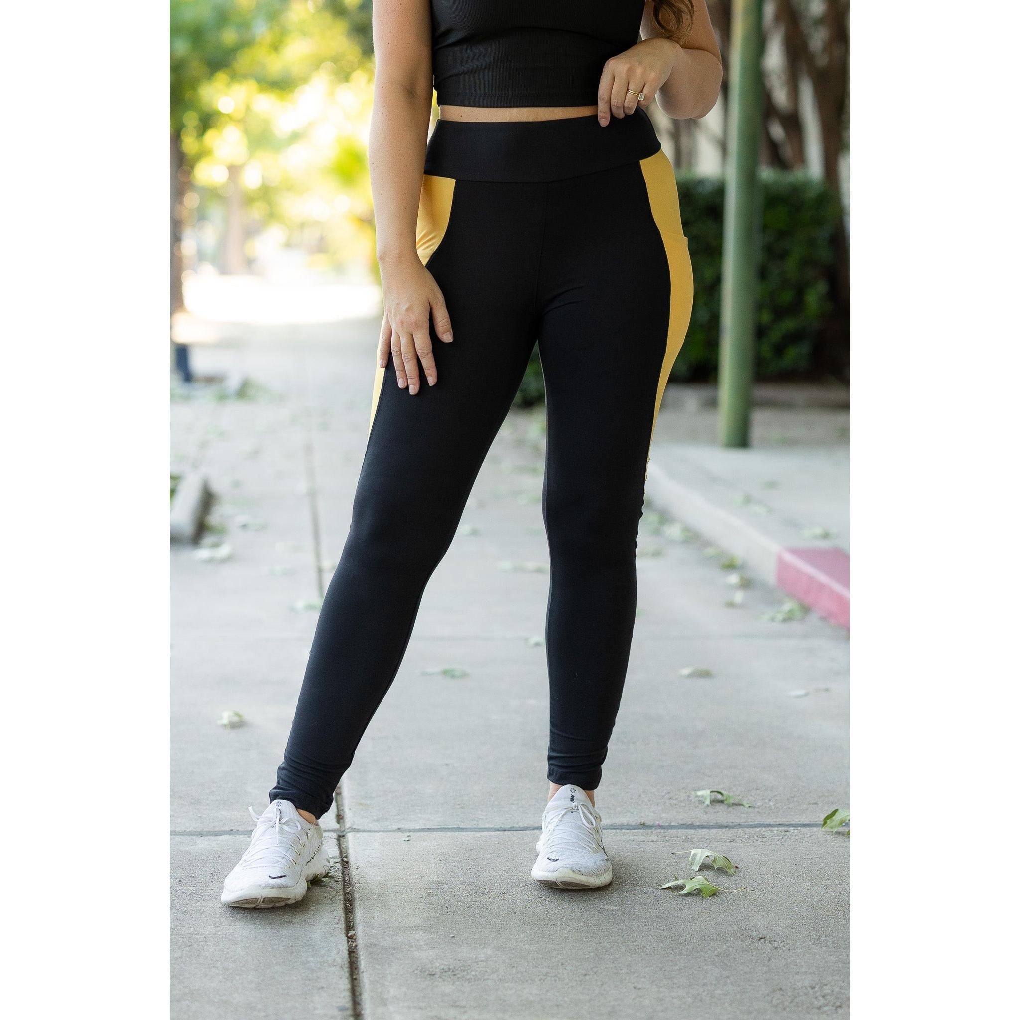 Ready to Ship | The Yasmine - Yellow Panel Full Length Leggings