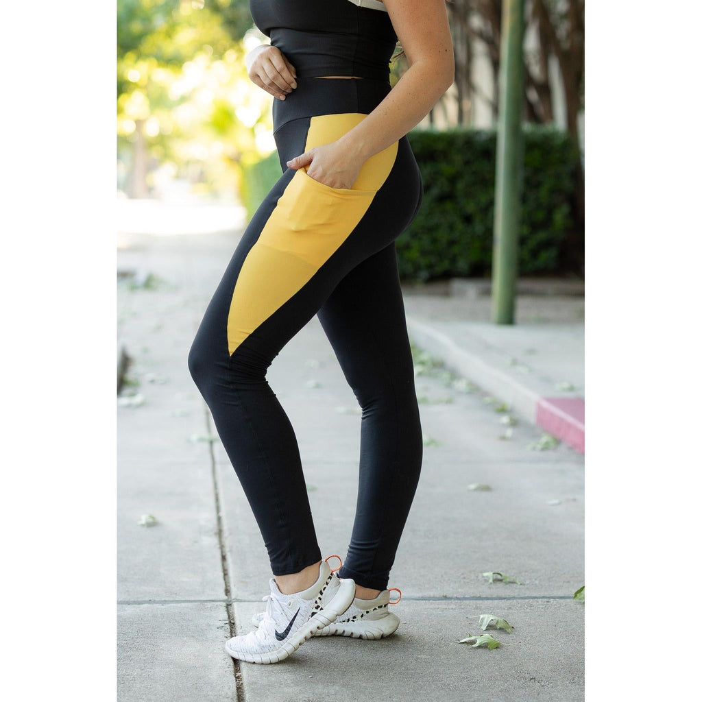 Ready to Ship | The Yasmine - Yellow Panel Full Length Leggings
