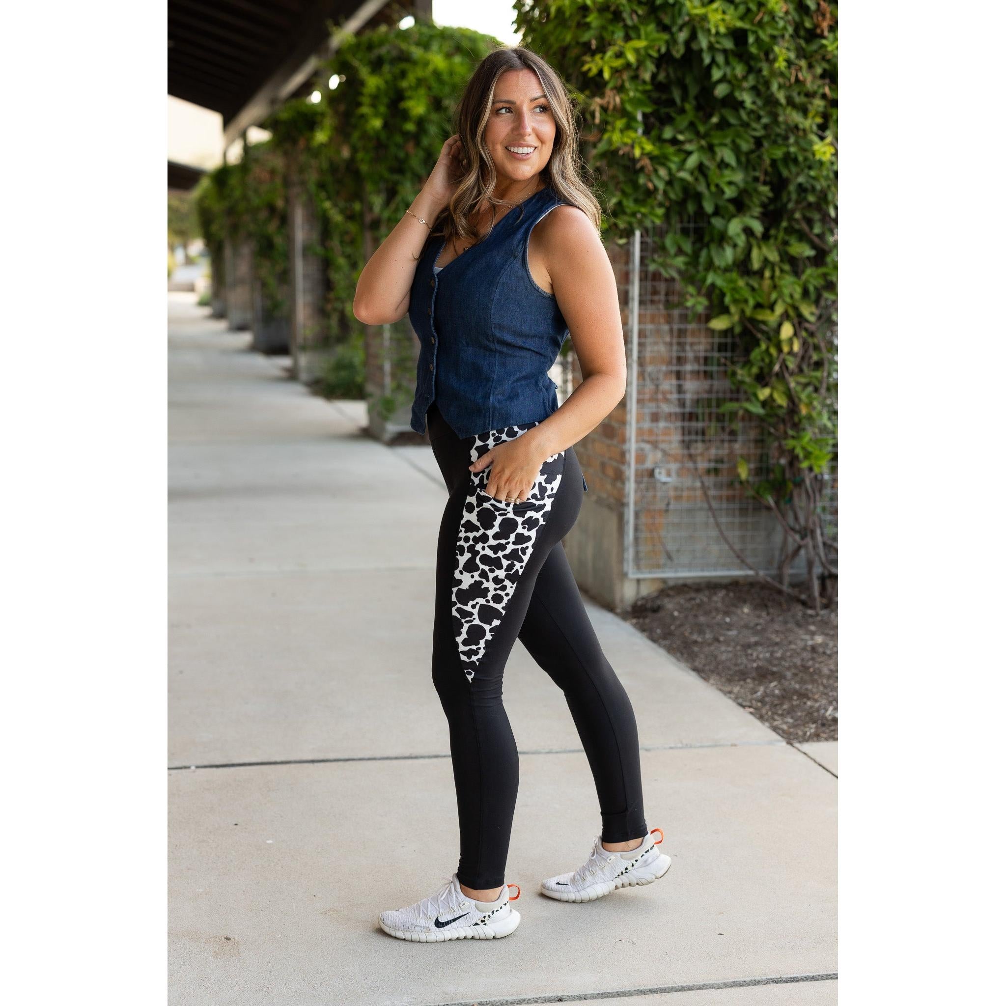 Ready to Ship | The Carolina - Cow Print Panel Leggings