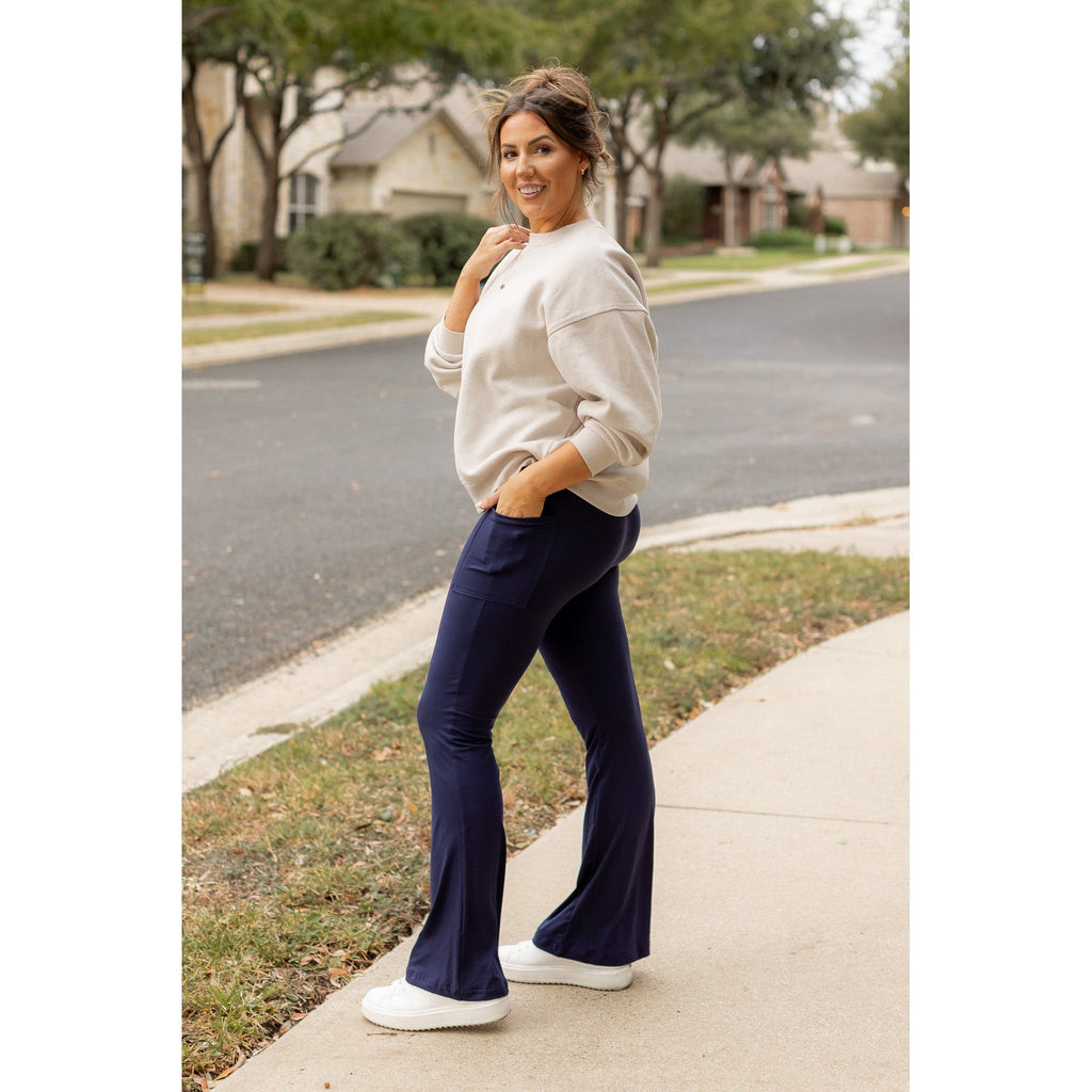 Ready to Ship  | The Mila -  NAVY Bootcut Leggings with Pockets