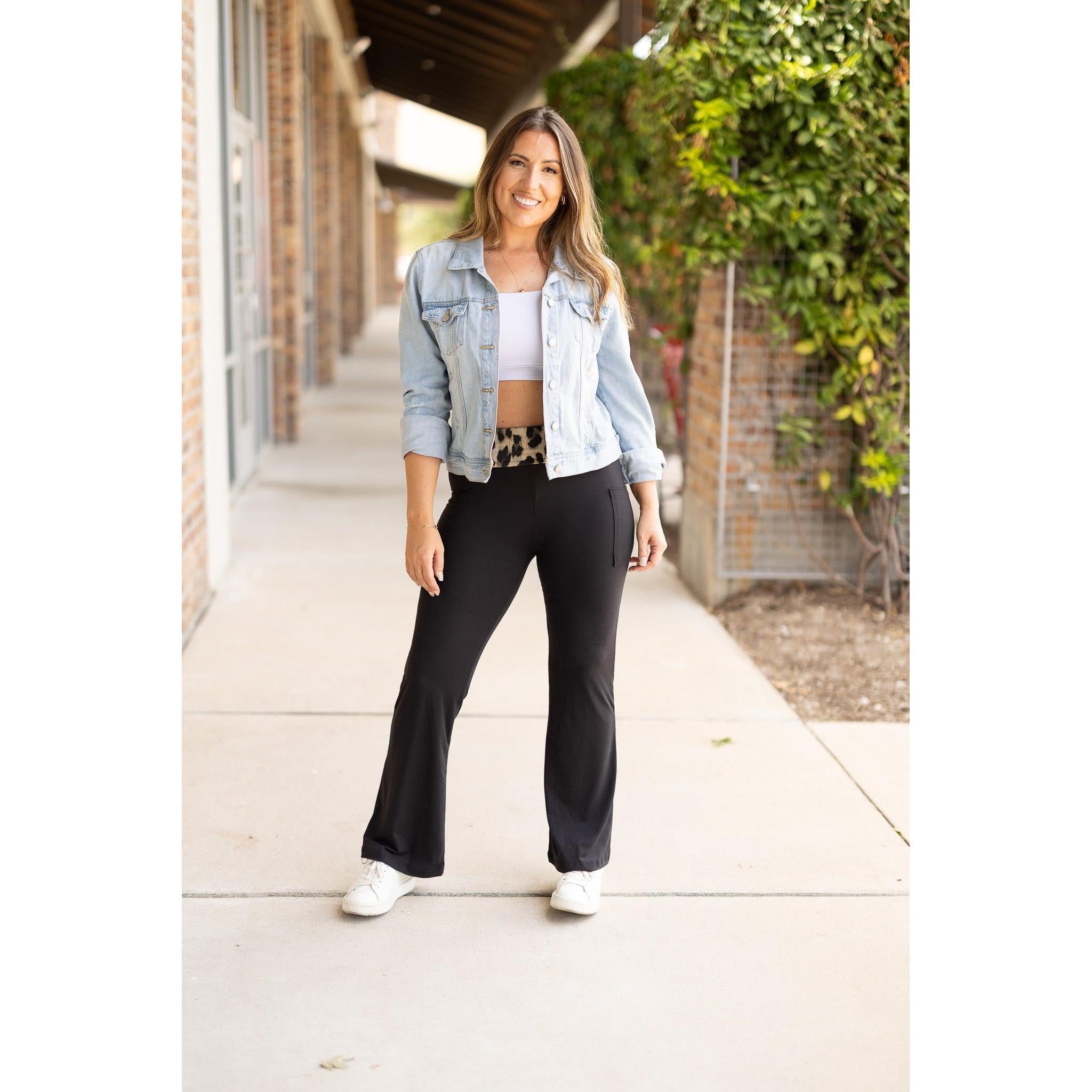 Ready to Ship | The Kristen - Leopard Fold Over Bootcut Leggings