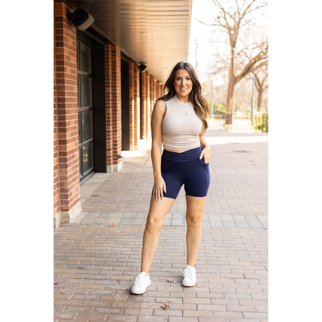 Ready to Ship | The Abby - NAVY Crossover Biker 5 Shorts
