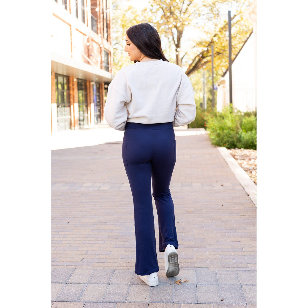 Ready to Ship  | The Mila -  NAVY Bootcut Leggings with Pockets