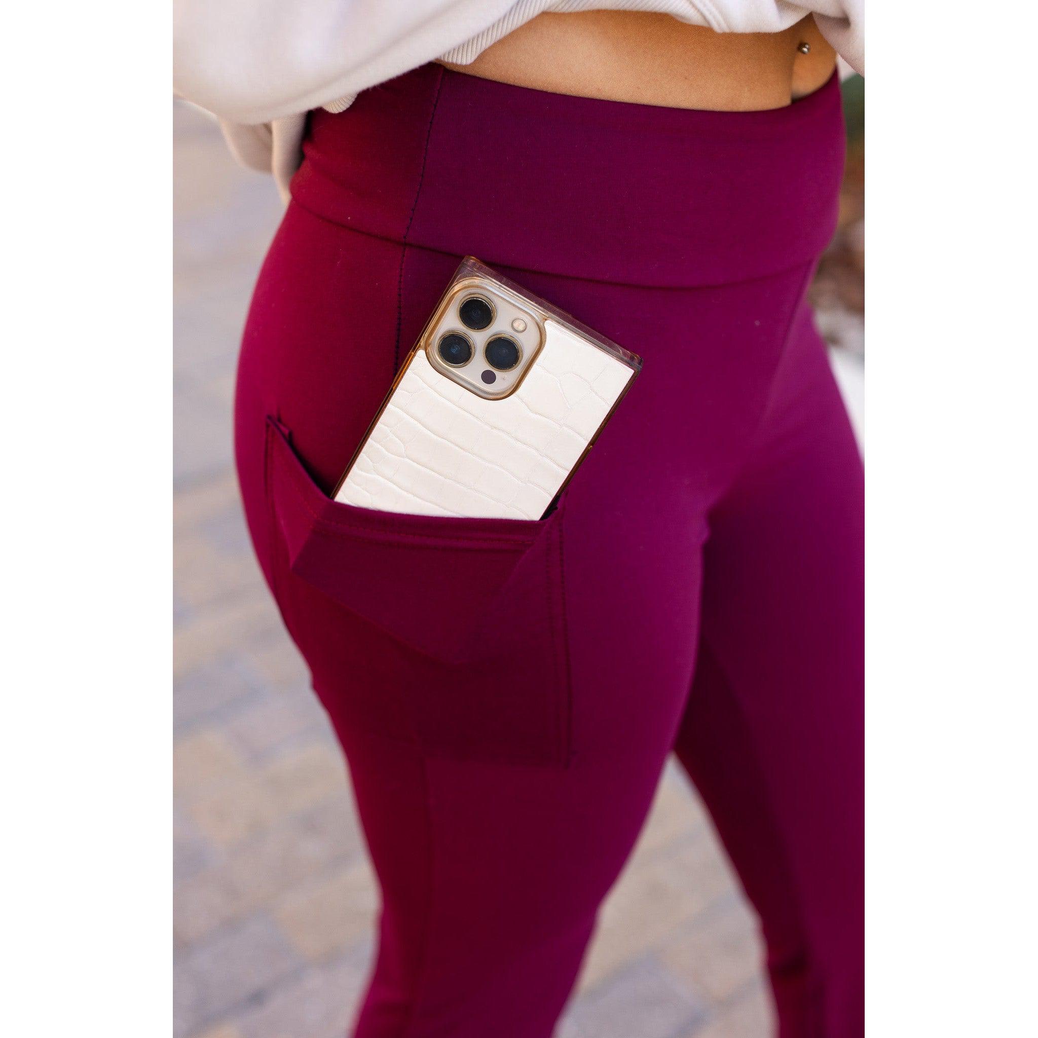 The Maeve - 30"  MAROON Bootcut Leggings with Pockets - Round 2