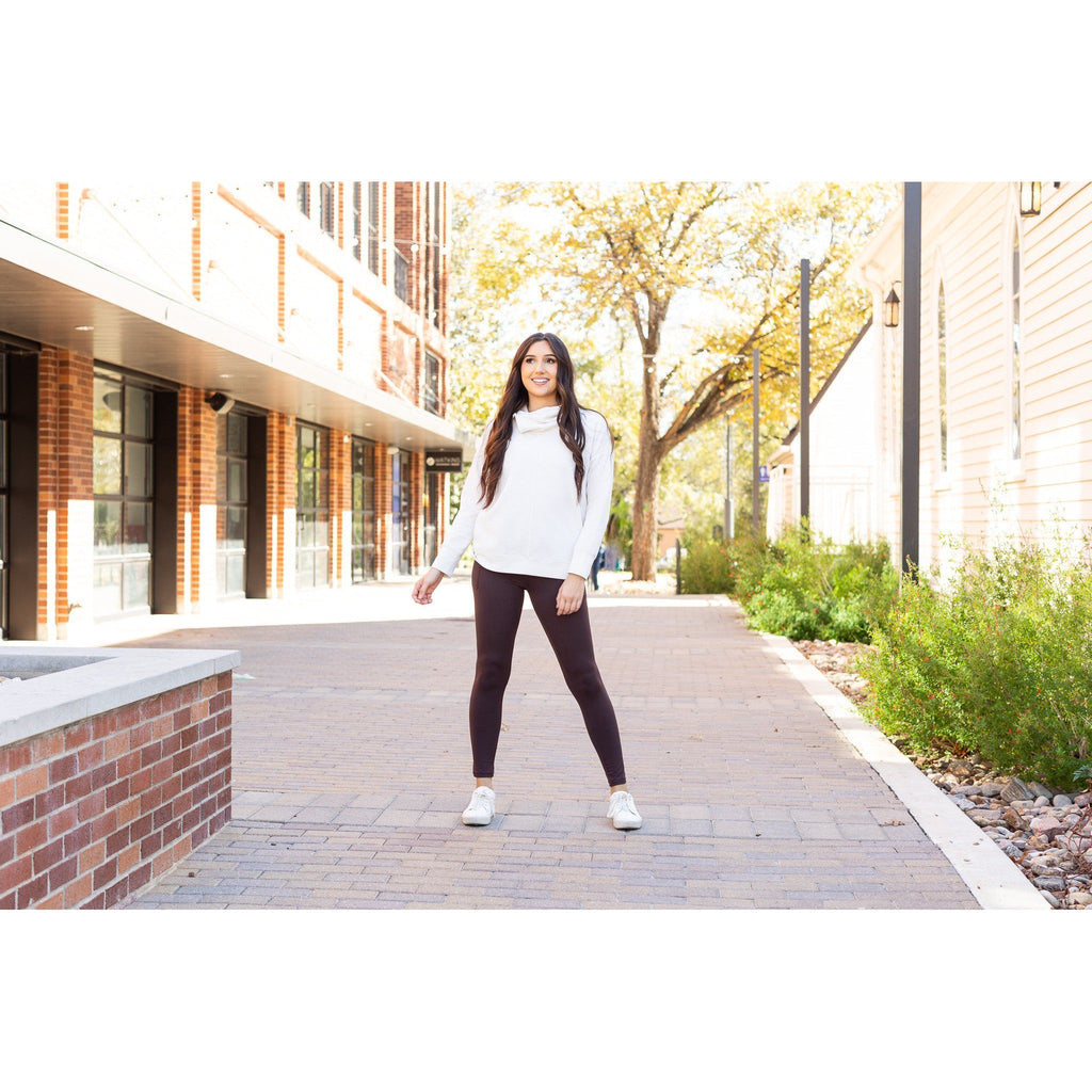 Ready to Ship | The Becca - BROWN Crossover Full Length Leggings with Pockets