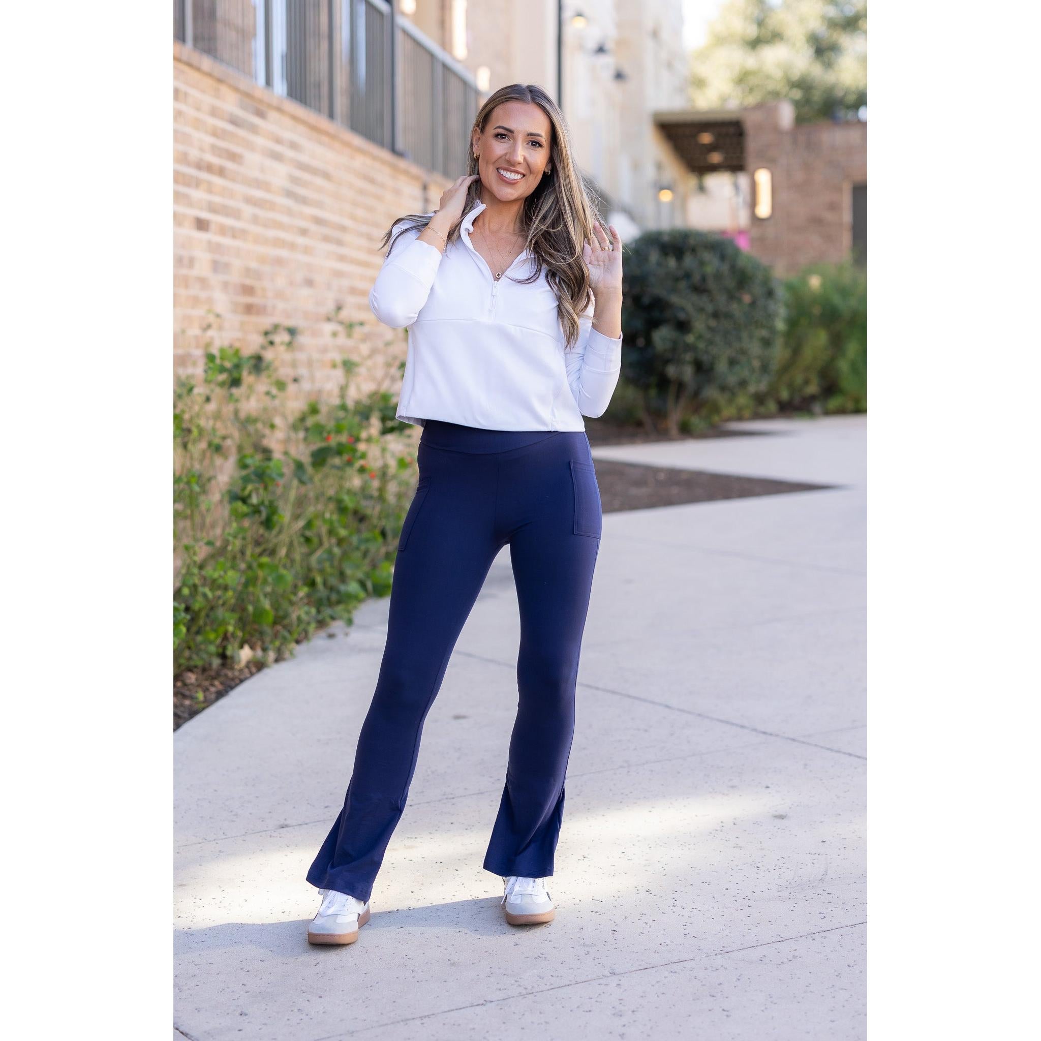 Ready to Ship | The Niko - Navy FLARE Leggings with Pocket*