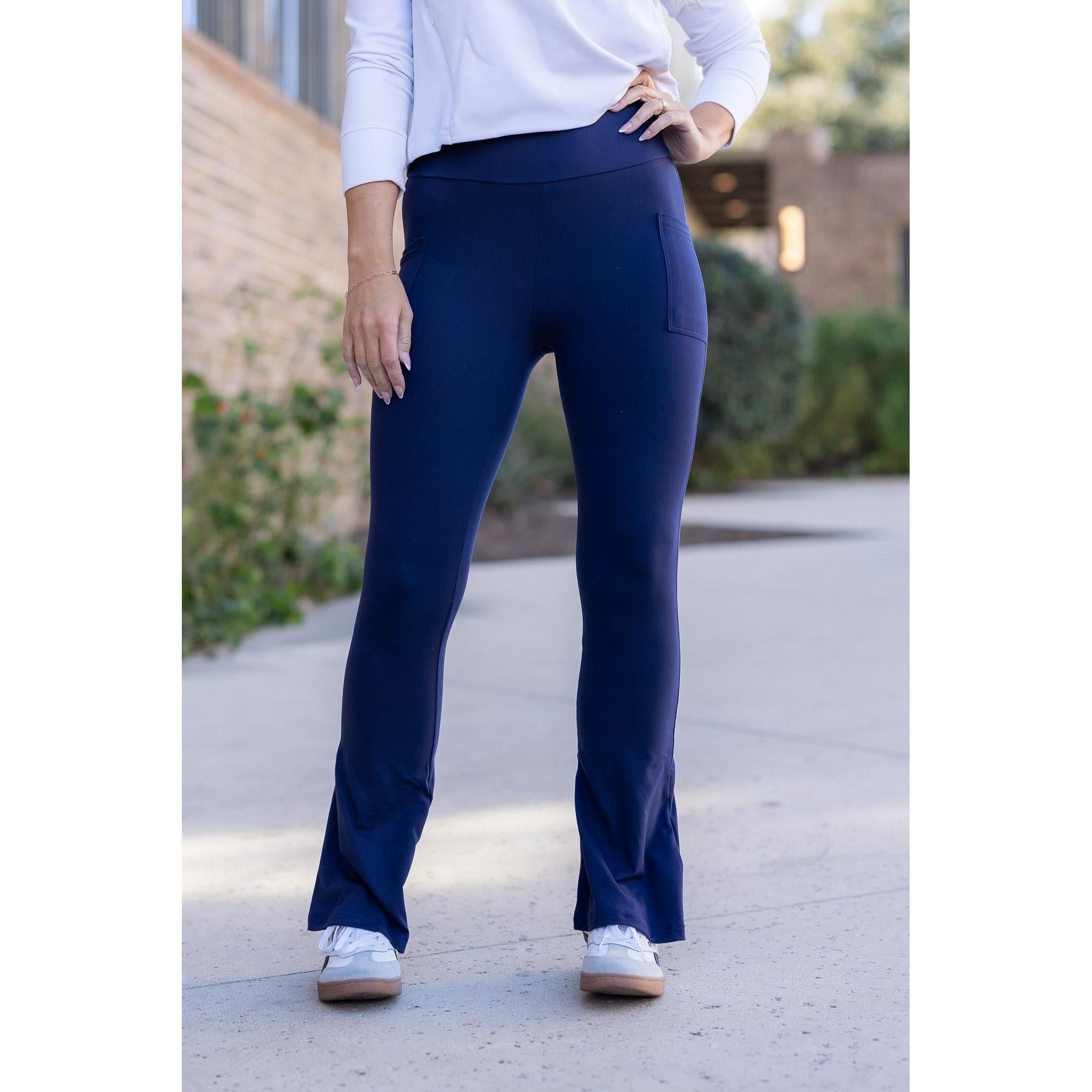 Ready to Ship | The Niko - Navy FLARE Leggings with Pocket*