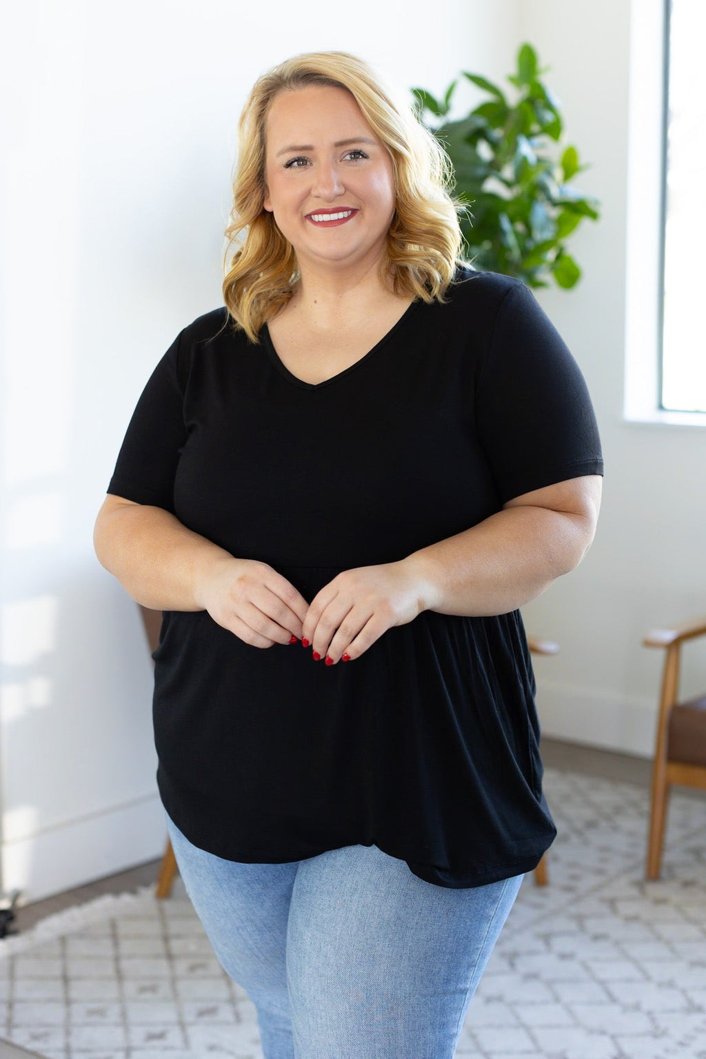 Michelle Mae Sarah Ruffle Top - Black