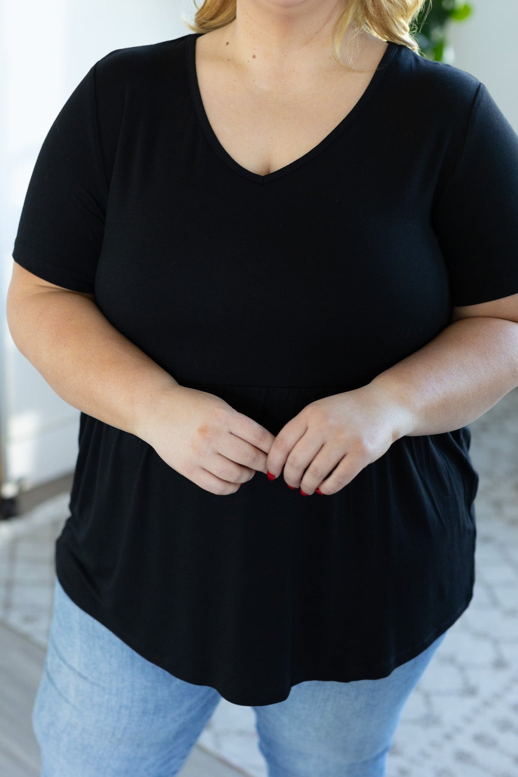 Michelle Mae Sarah Ruffle Top - Black