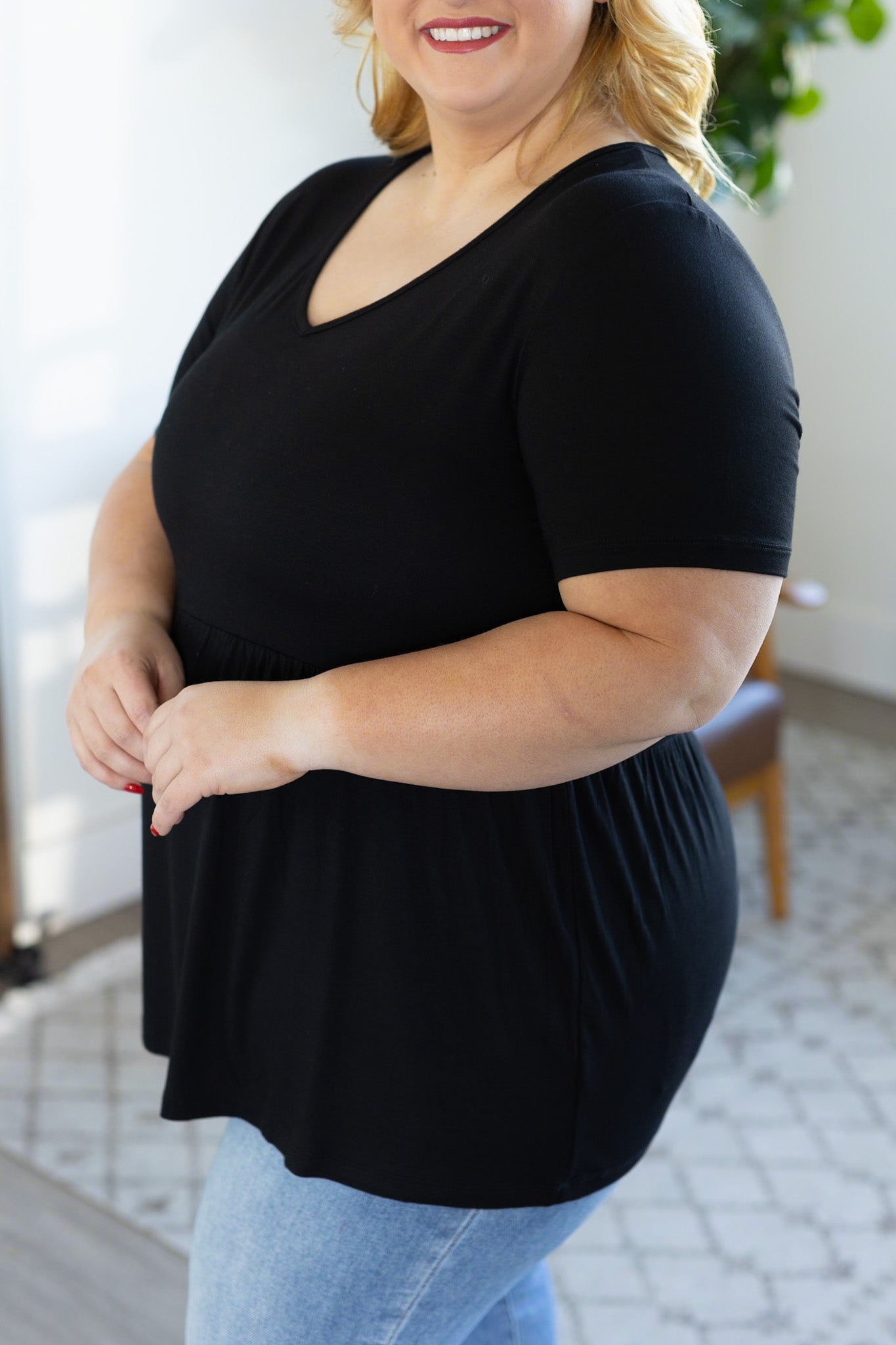 Michelle Mae Sarah Ruffle Top - Black