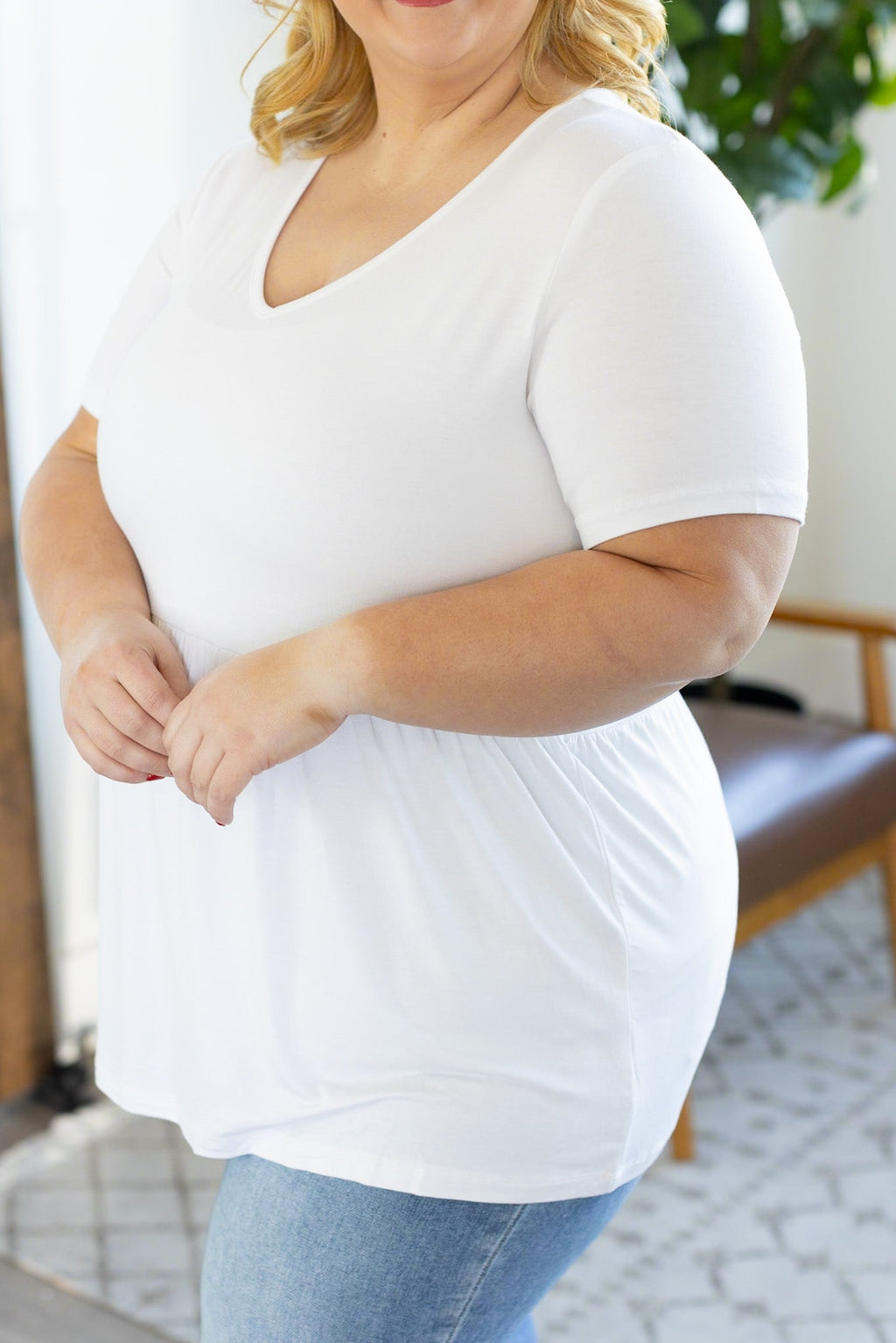 Michelle Mae Sarah Ruffle Top - White