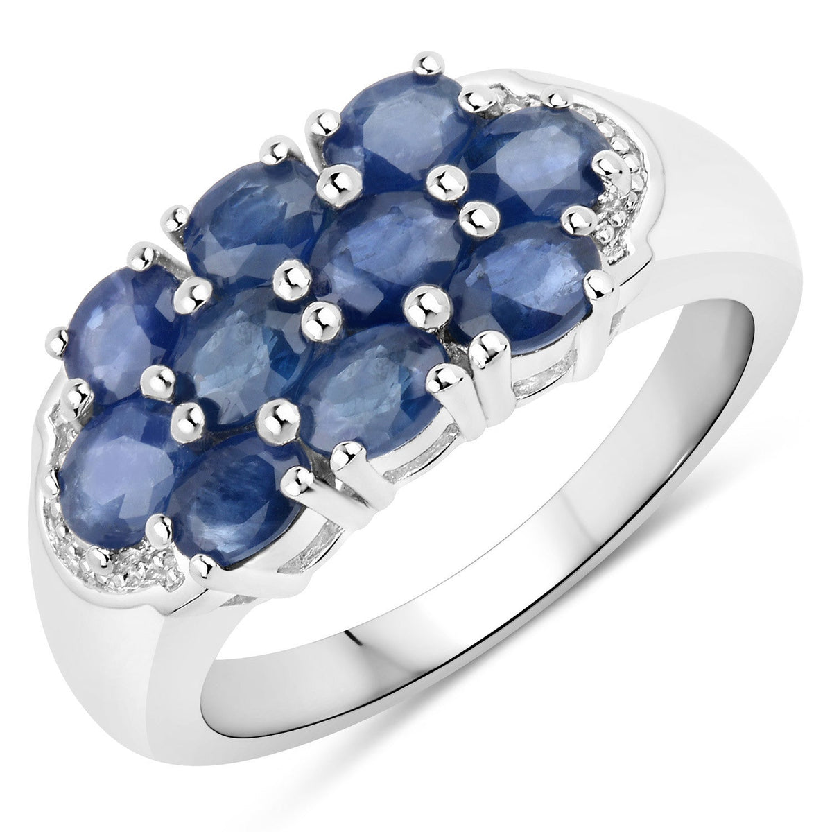 2.00 Carat Genuine Blue Sapphire .925 Sterling Silver Ring